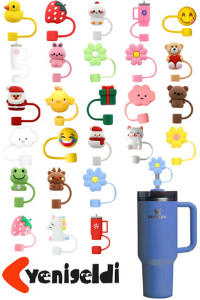 Yenigeldi 4 Adet Stnly Quencher Için Pipet Kapağı Toz Için Kapak Şekilli Pipe...