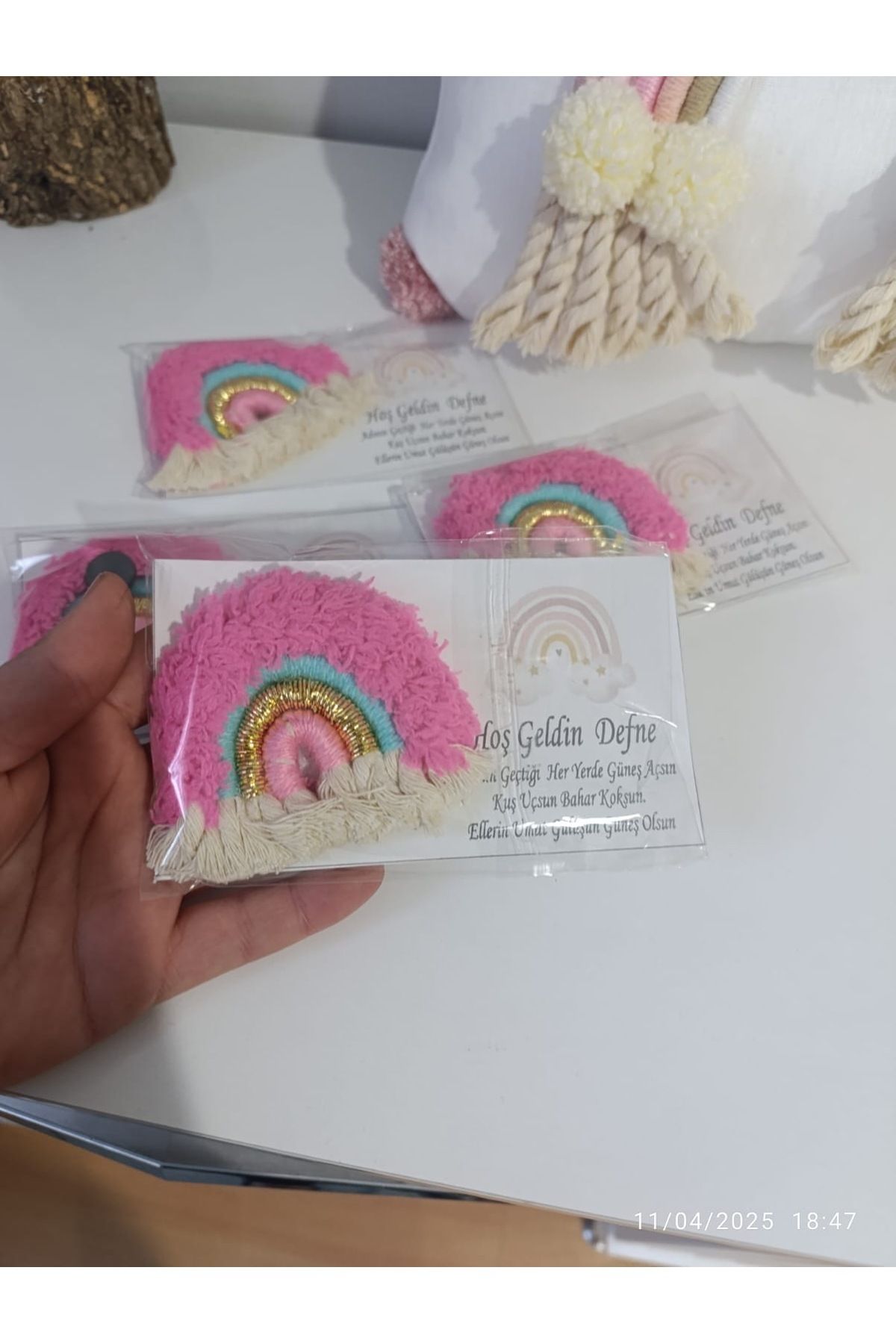 rüyaevitasarım 20 adet Gökkuşağı Magnet Yada anahtarlık 1 adet kapı süsü 1 adet takı yastığı Set