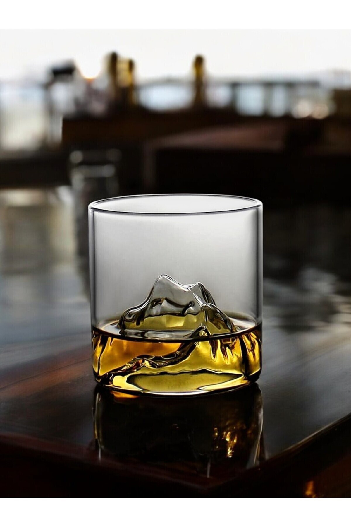 LUMİNA-Whiskey Cocktail Soft Drink Glass Ice Mountain 3D Borosilicate Glass 320 ml (1 Pcs) 4