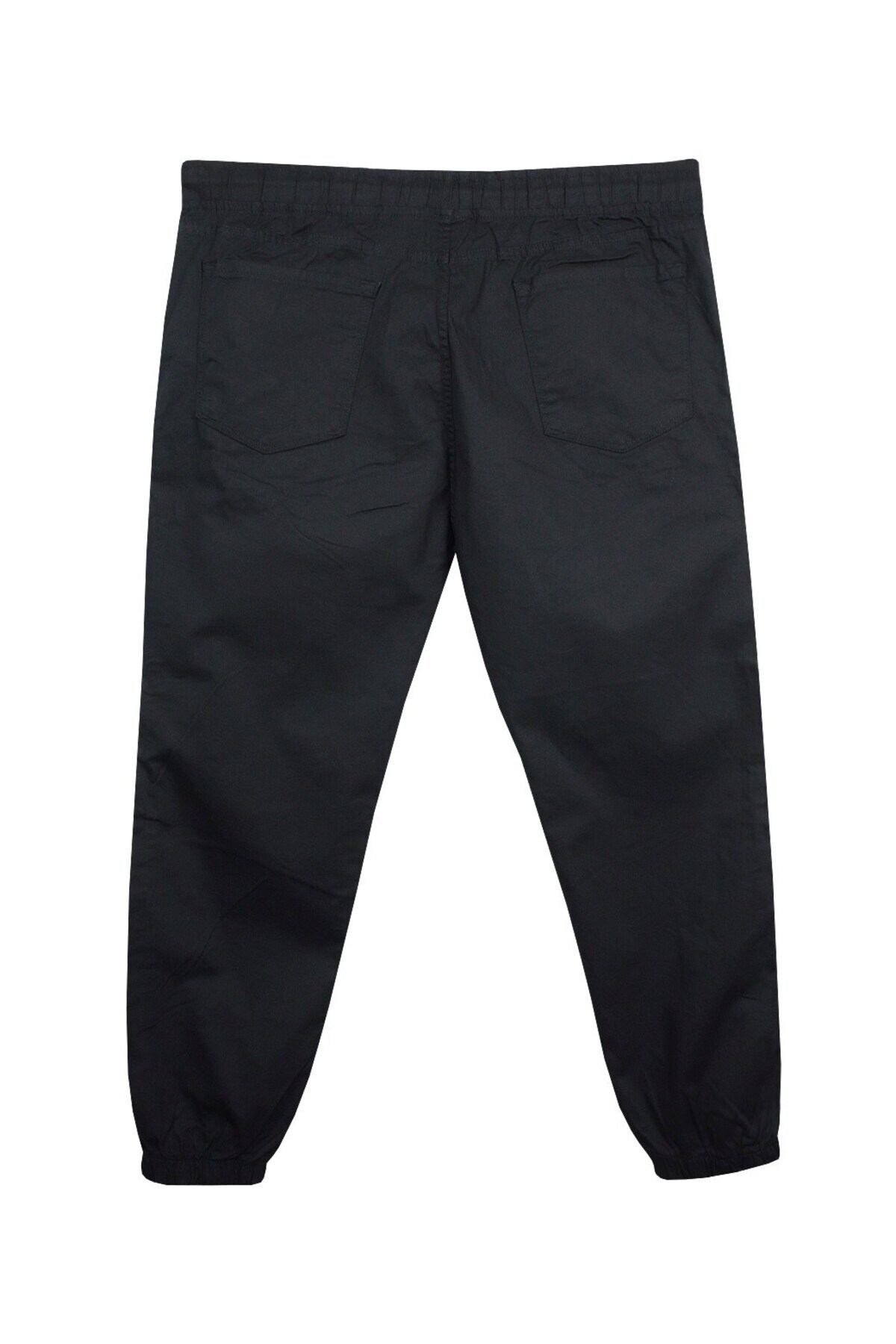 marufshop Erkek 118 -156 Kilo Arası Için Uygun Lastikli Paça Bağcıklı Battal Boy Gabardin Pantolon Siyah görsel 2