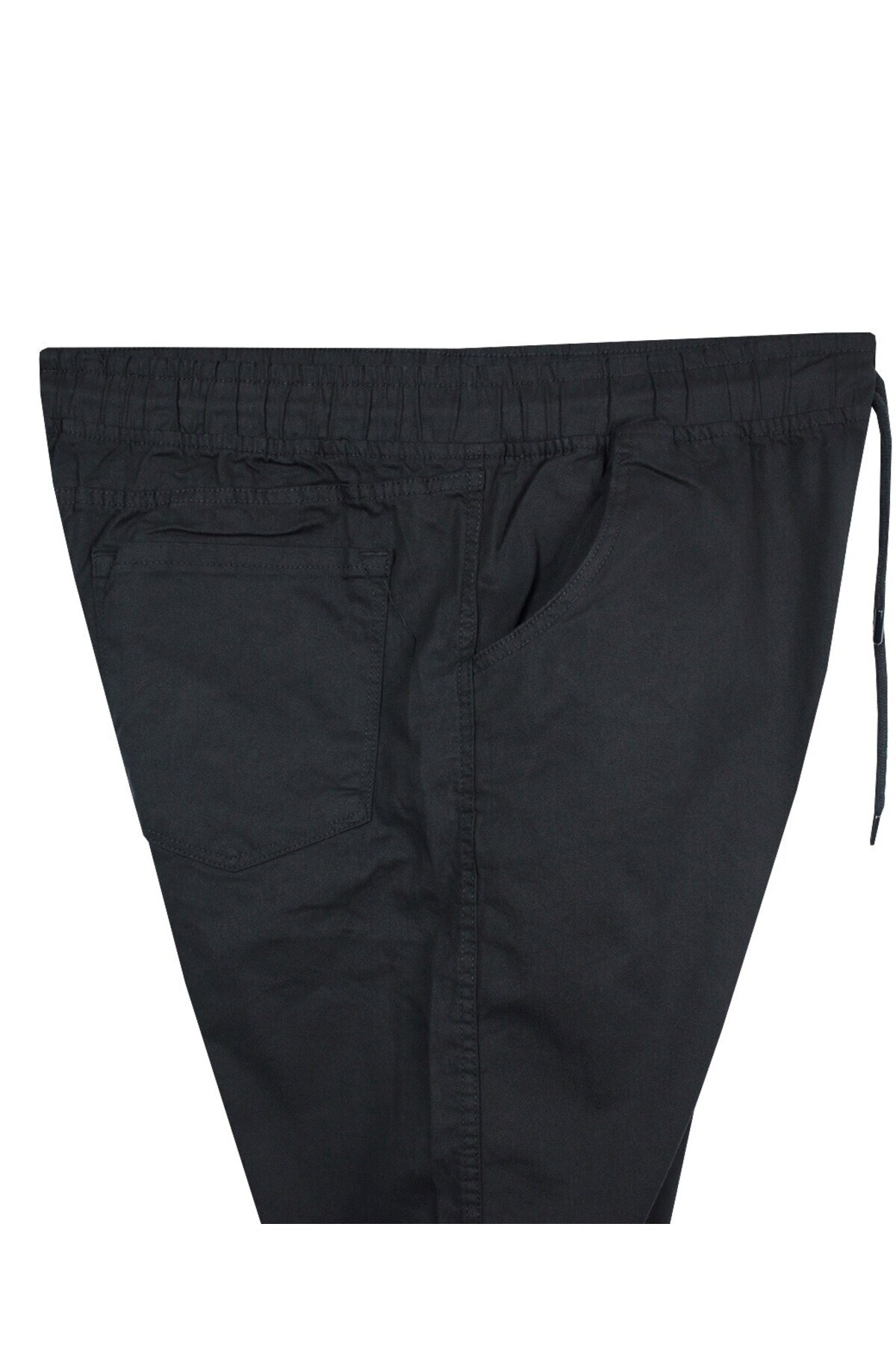 marufshop Erkek 118 -156 Kilo Arası Için Uygun Lastikli Paça Bağcıklı Battal Boy Gabardin Pantolon Siyah görsel 3