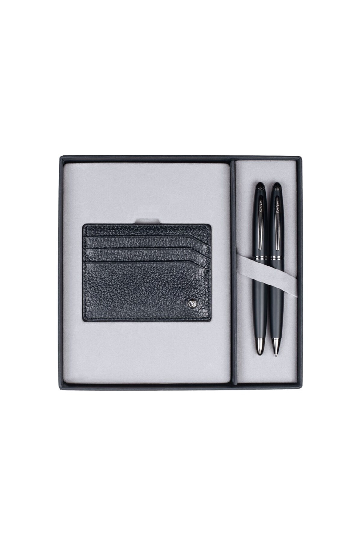 Scrikss Dr237 Hediyelik Set Dolma Kalem - Tükenmez Kalem 88 Mat Siyah & Kredi Kartlık Siyah