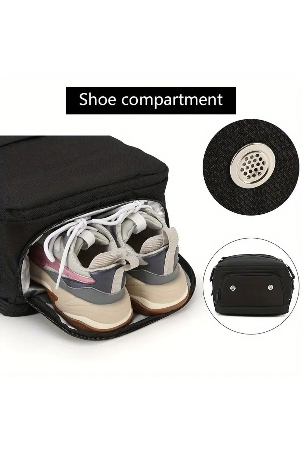 Weixier-Rucsac Calatorie Avion, 40x30x20 cm, Acceptat de WizzAir, Mutiple compartimente, Business, Negru 5