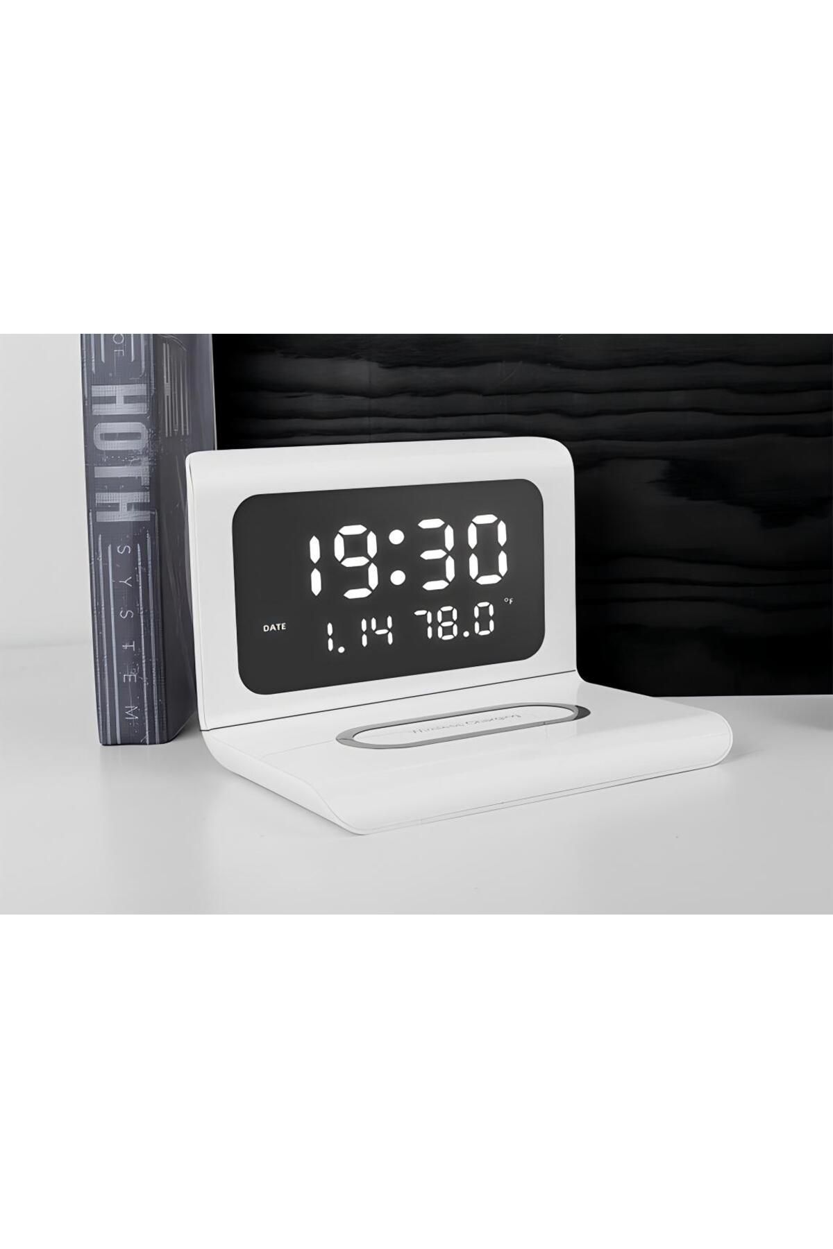 Generic-Digital Alarm Clock With Wireless Charging LED Time Temperature White 4