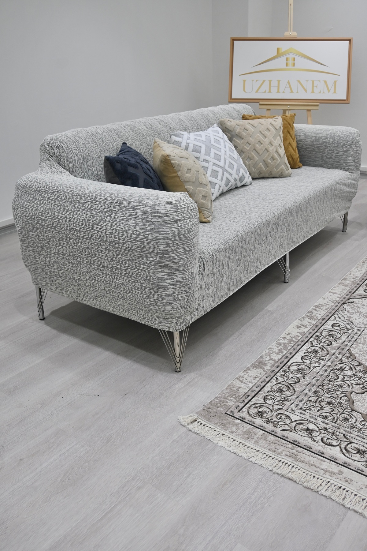 uzhanem-Bumbac elastic elastic, lavabil, 3 2 1 1 Husă de canapea jacquard (CREM) 4
