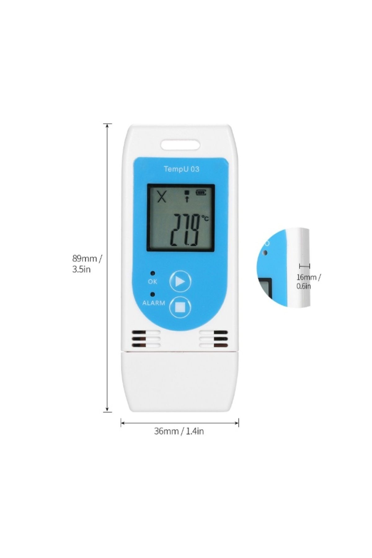 Generic-Reusable USB Temperature Humidity Data Logger White 15.2centimeter 3