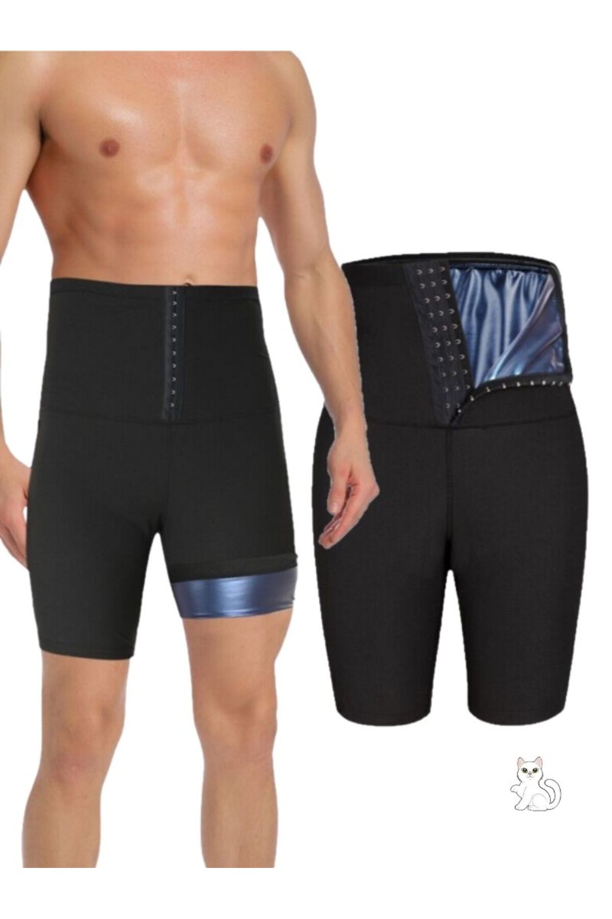 MİSTİRİK Sauna-Şort Model Alt Karın Ve Göbek Bölgesi Etkili Agraflı Spor Termal Şort