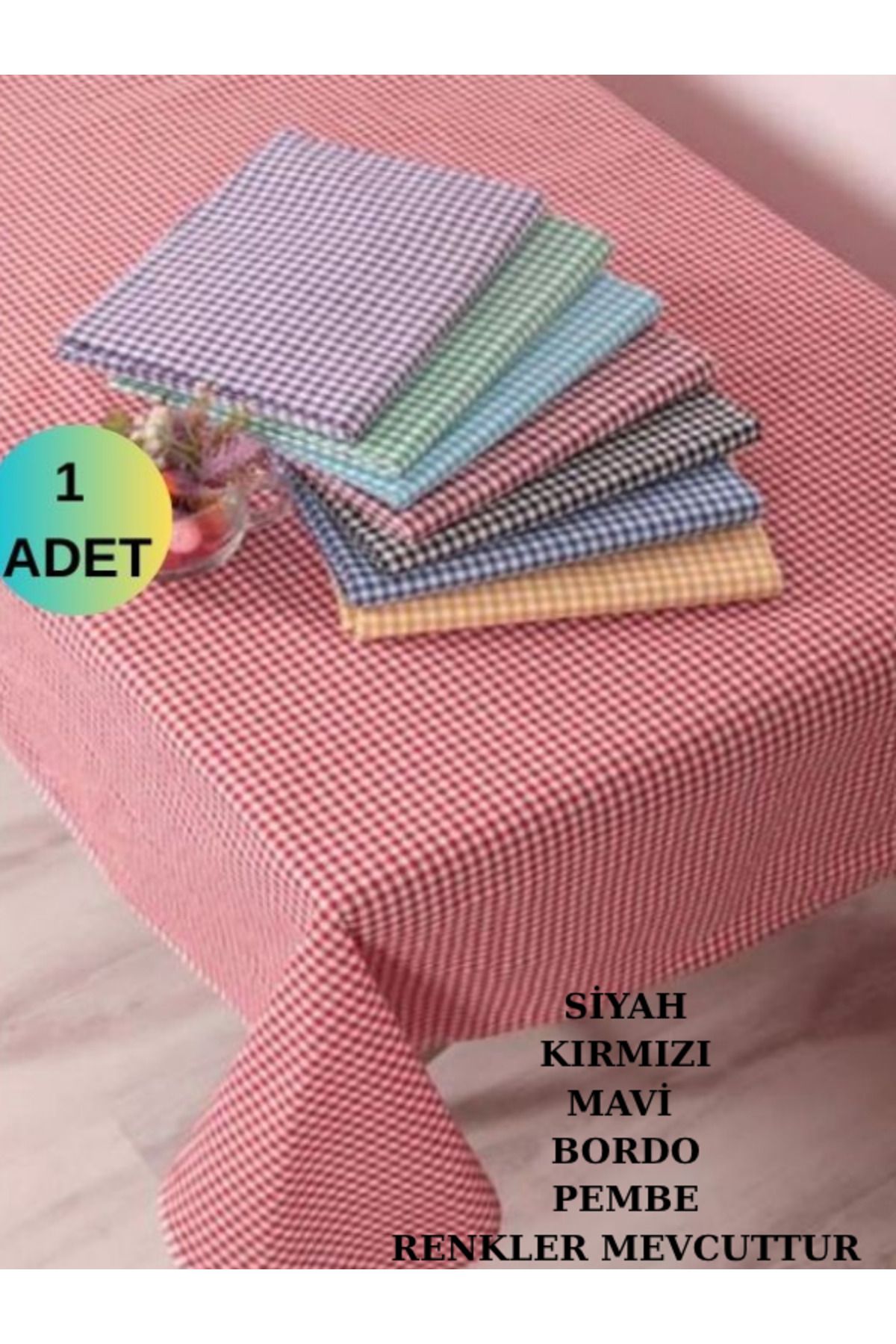 GOLDRİSE Piti Kareli Pamuk Masa Örtüsü Piknik Örtüsü Nostaljik Örtü 160*160 Kırmızı