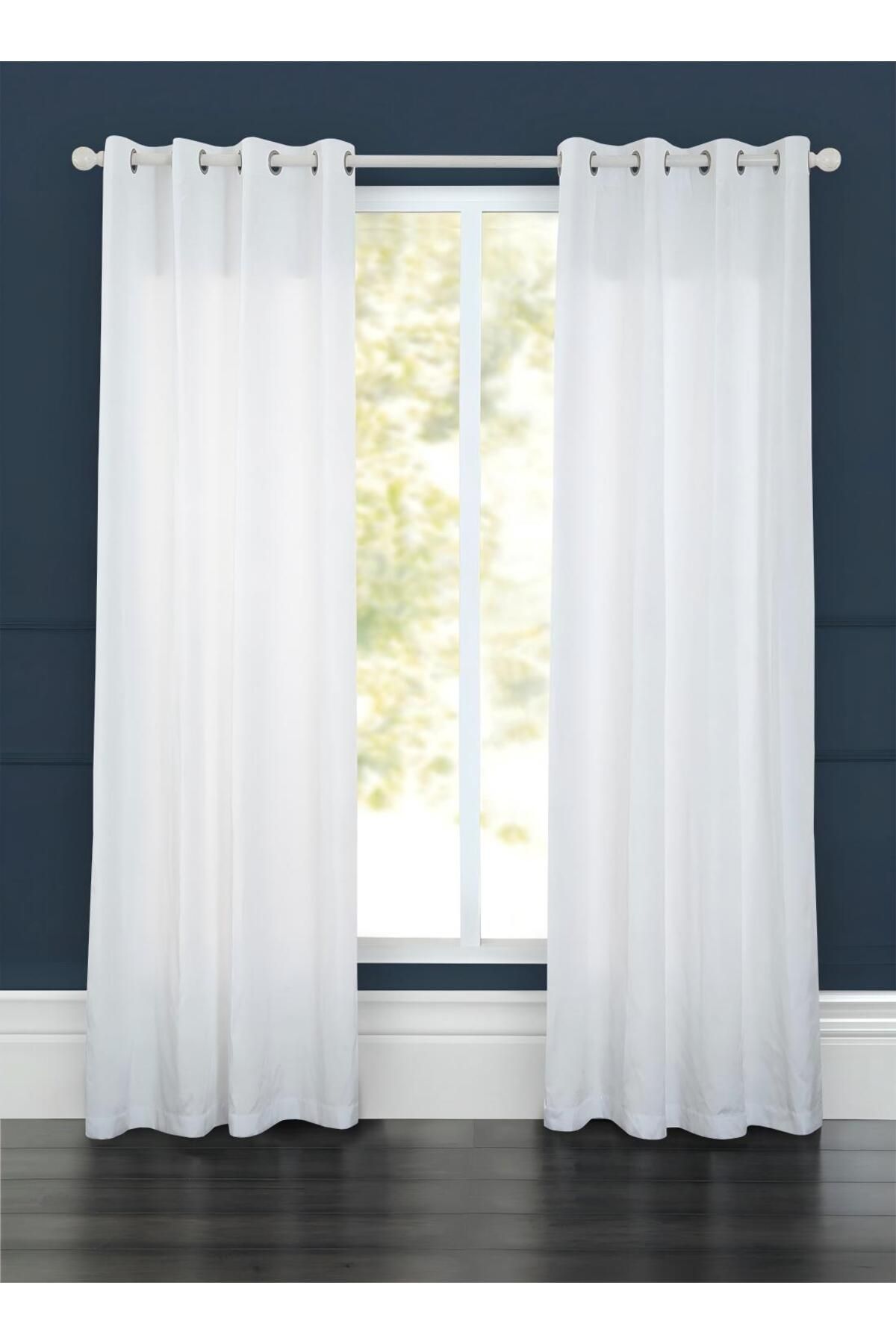Generic-Satin Feel Window Curtain Pair With Eyelet White 135 X 244cm 4