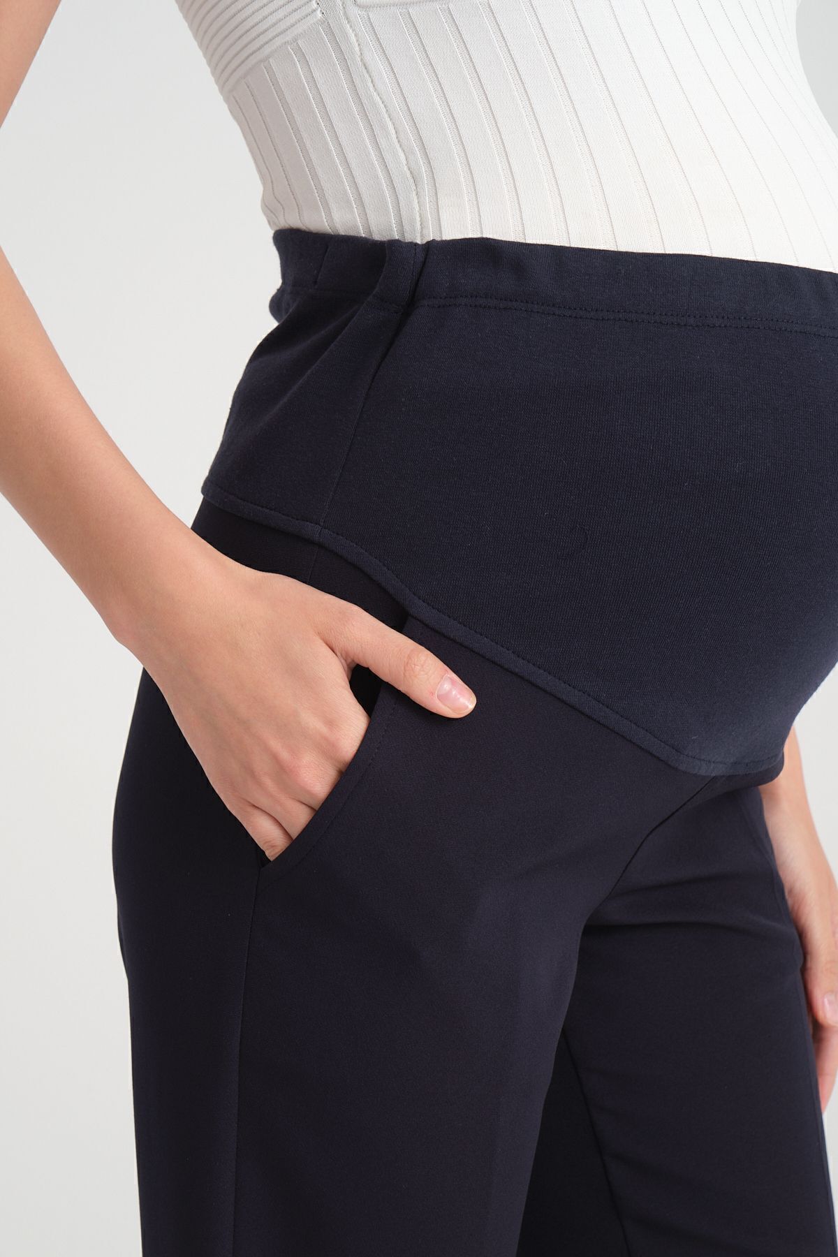 KATLİN MATERNİTY WEAR Hamile Lacivert Kumaş Pantolonu Beli Ayarlanabilir Double Kumaş fotoğrafı 6 (önizleme)