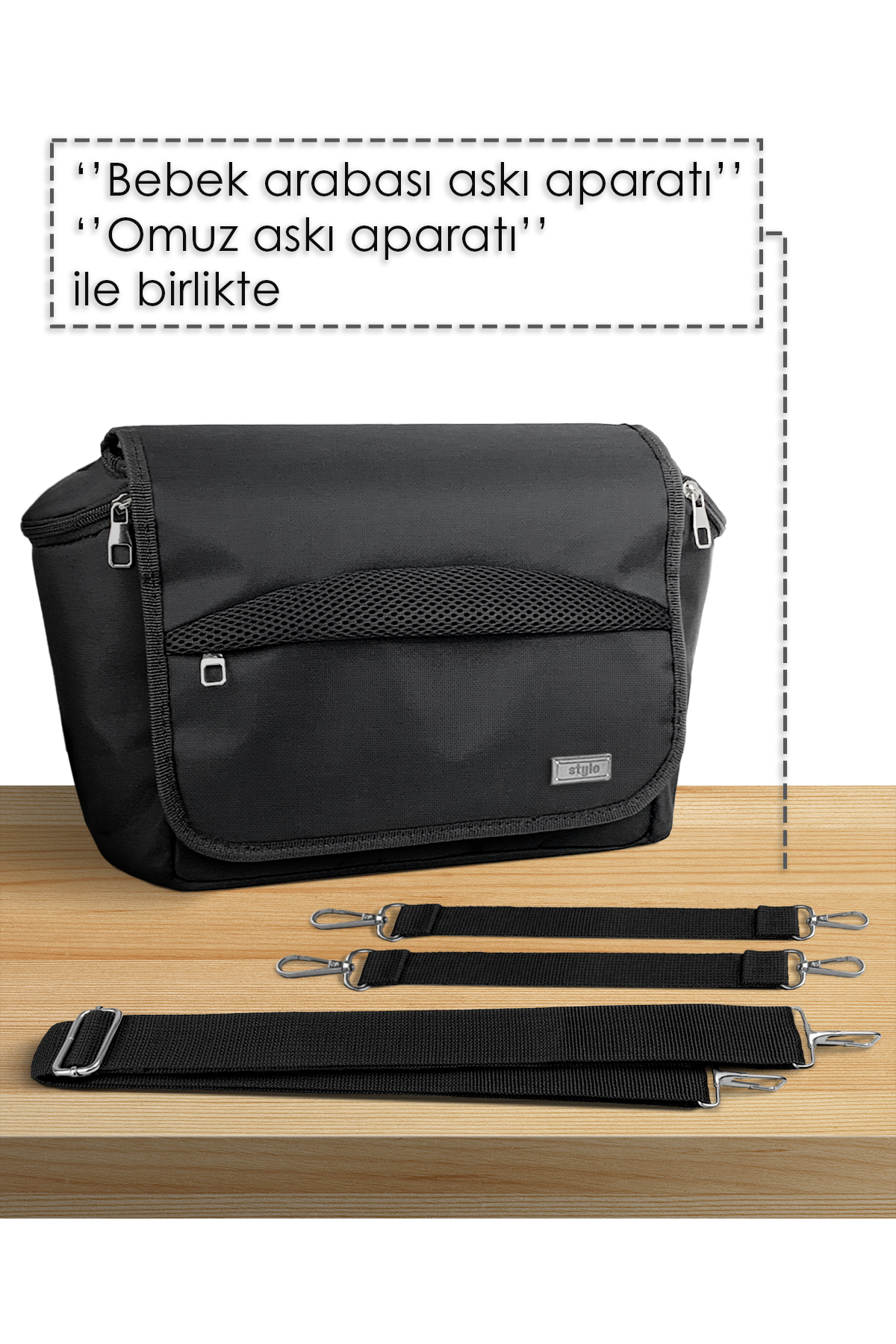 Stylo Stroller Bag Bebek Arabası ve Omuz Çantası X Pro Termos Bölümlü - Siyah fotoğrafı 5 (önizleme)