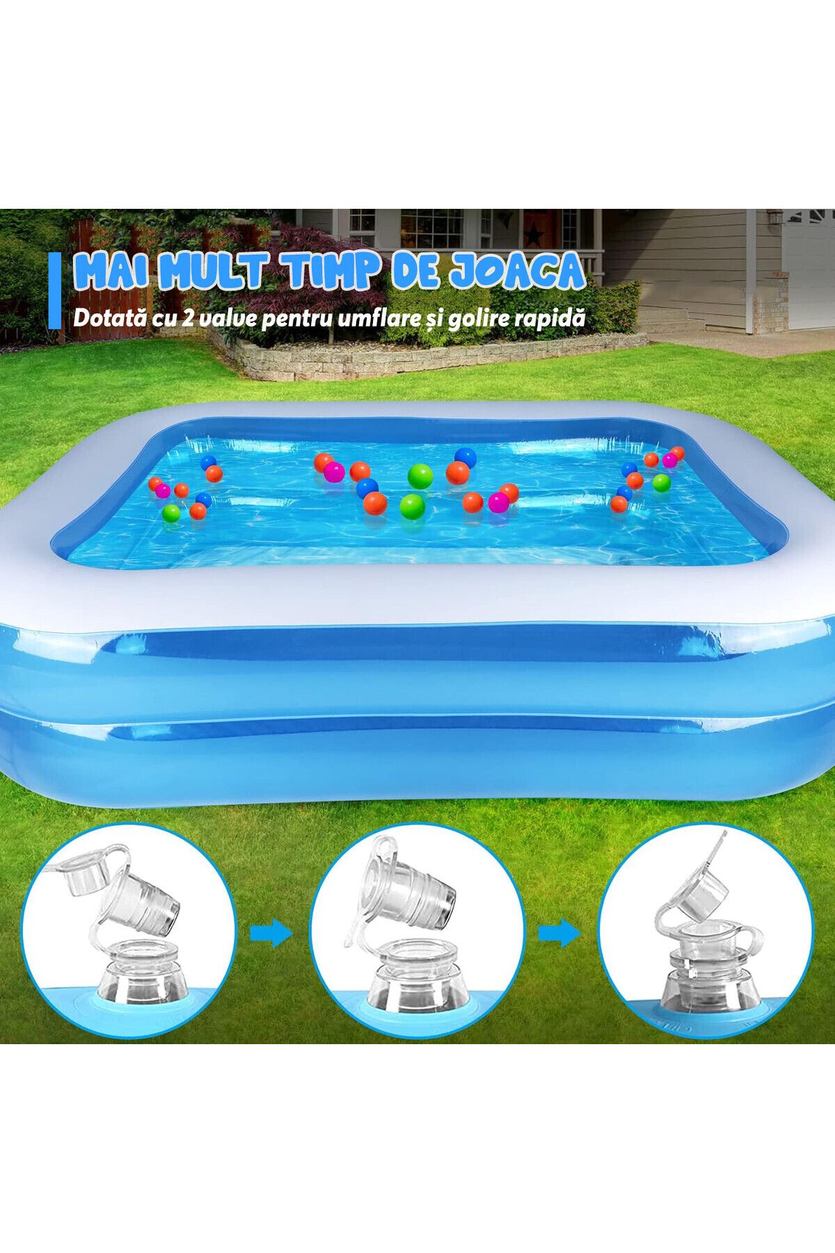 Pitikot-Pitikot® inflatable pool, rectangular, 2 layers, 201x150x45 cm, with soft floor 4