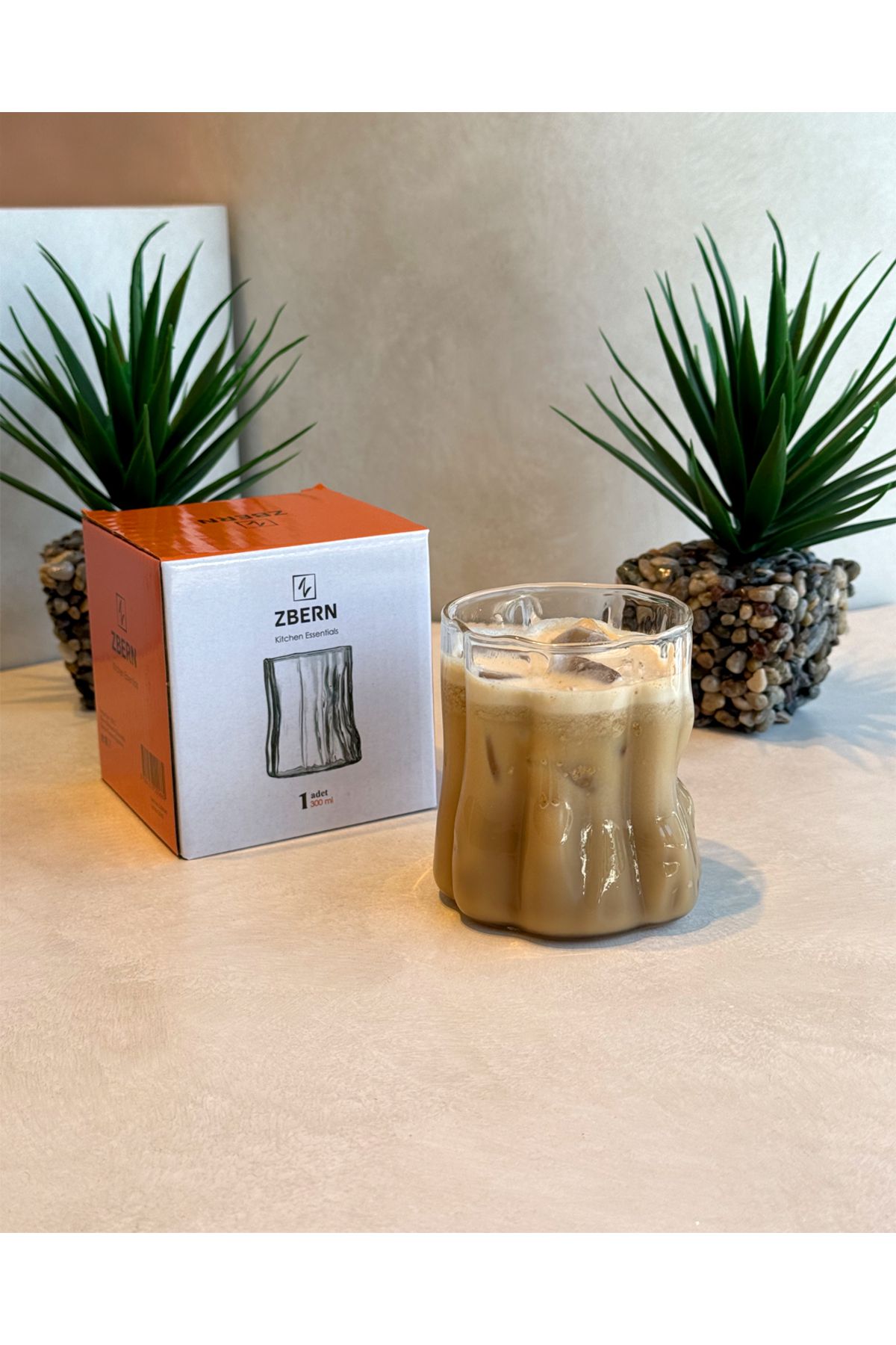 ZBERN DALGA FORMLU MEŞRUBAT, SU, LATTE 300 ML TASARIM BARDAK