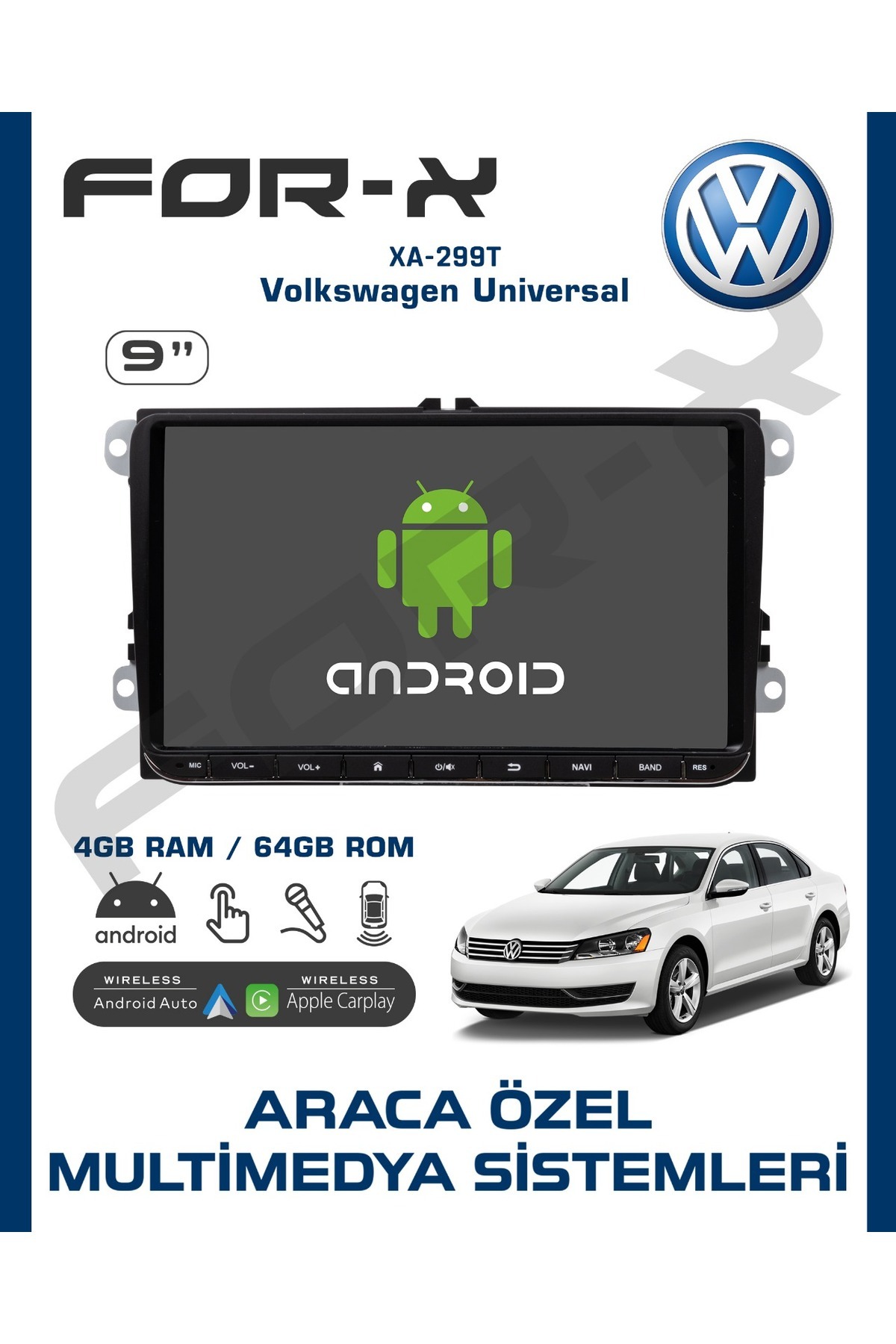 Navicars Volkswagen Uyumlu Android Carplay Multimedya 4-64 Xa-299t