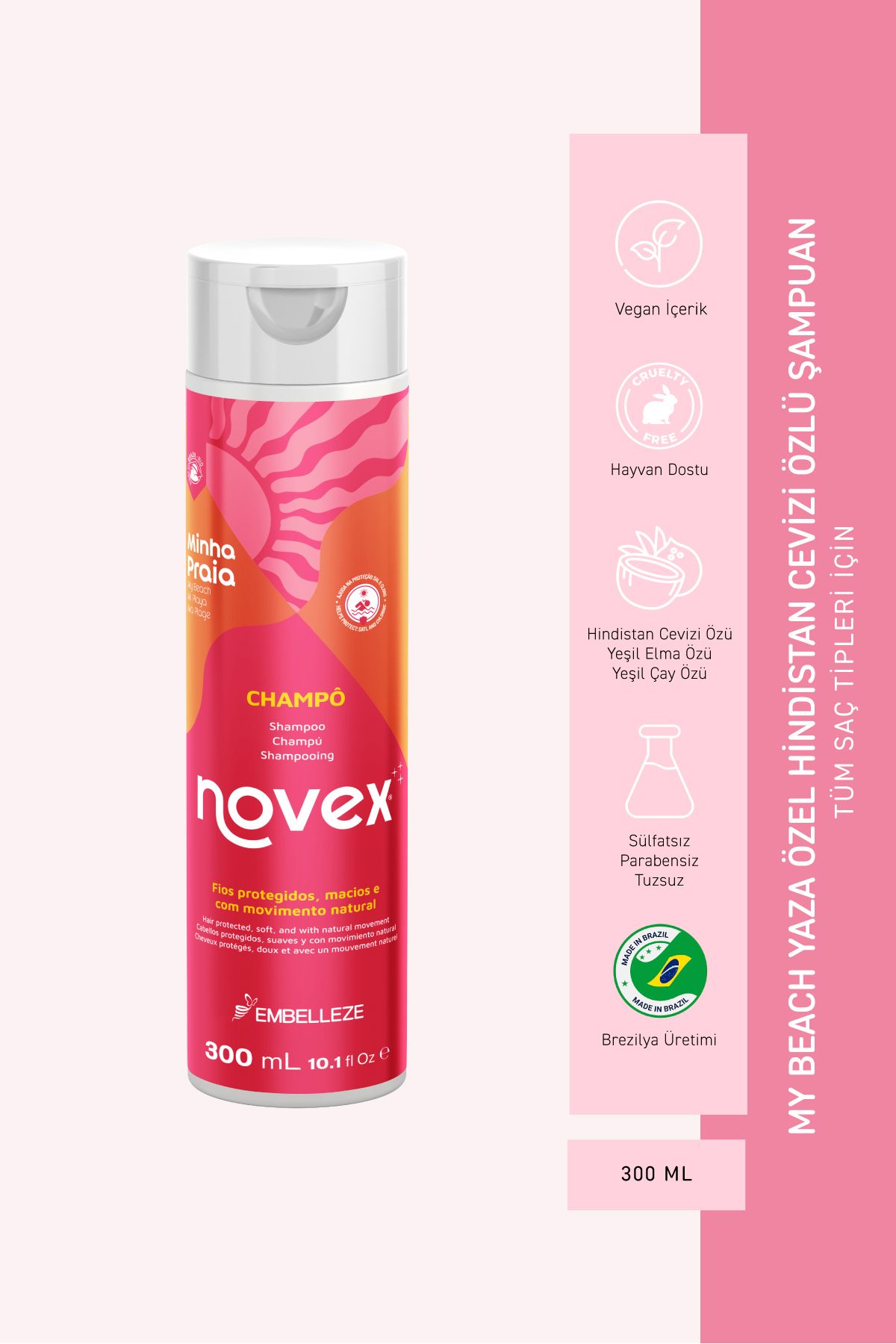 NOVEX My Beach - Yaza Özel Hindistan Cevizi Özlü Nemlendirici Şampuan 300ml