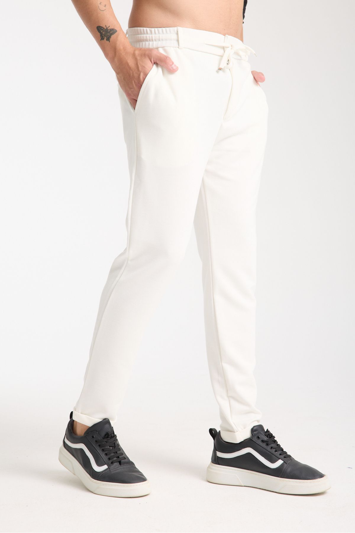 KAPHONE-Men's Trousers - Jogger Style with Elastic Waist and Folded Legs 3
