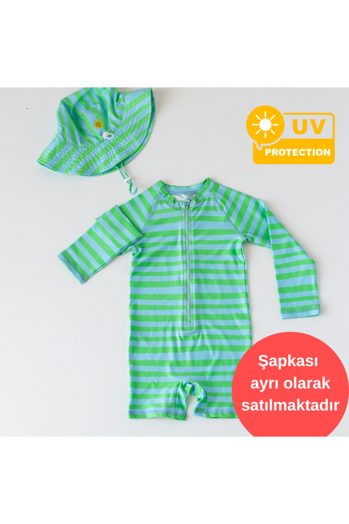 Mama Yoyo Baby Kids Önden Fermuarlı - Tulum Mayo - Çizgili fotoğrafı 3 (önizleme)