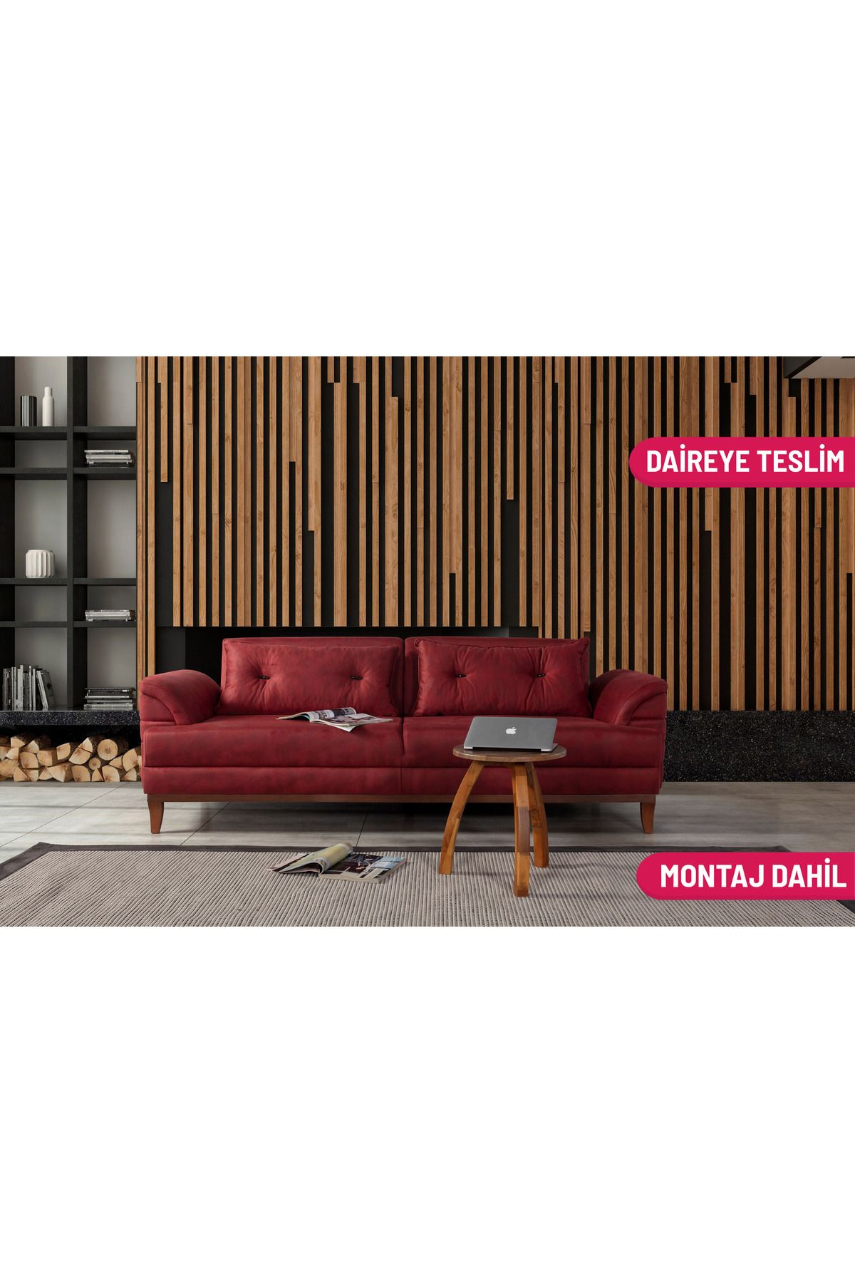 Elance Home Setera Üçlü Yataklı Koltuk Bora Bordo
