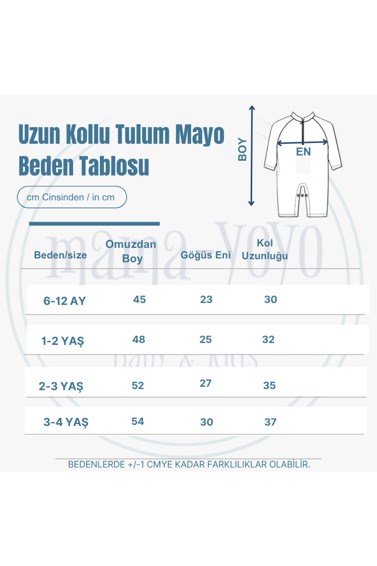 Mama Yoyo Baby Kids Önden Fermuarlı - Tulum Mayo - Çizgili fotoğrafı 4 (önizleme)