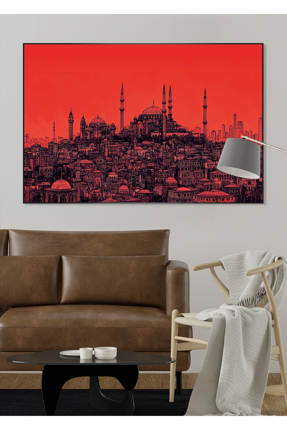 bds art sanatı evinize taşır İstanbul Akşamüstü Mercan LED Işıklı Cam Tablo