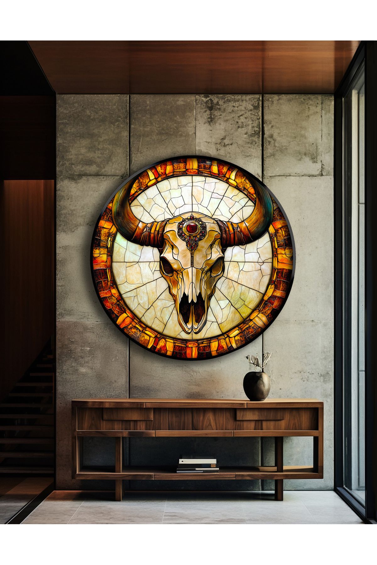 bds art sanatı evinize taşır Totem Boğa Vitray Spektrum™ Stained Glass Serisi