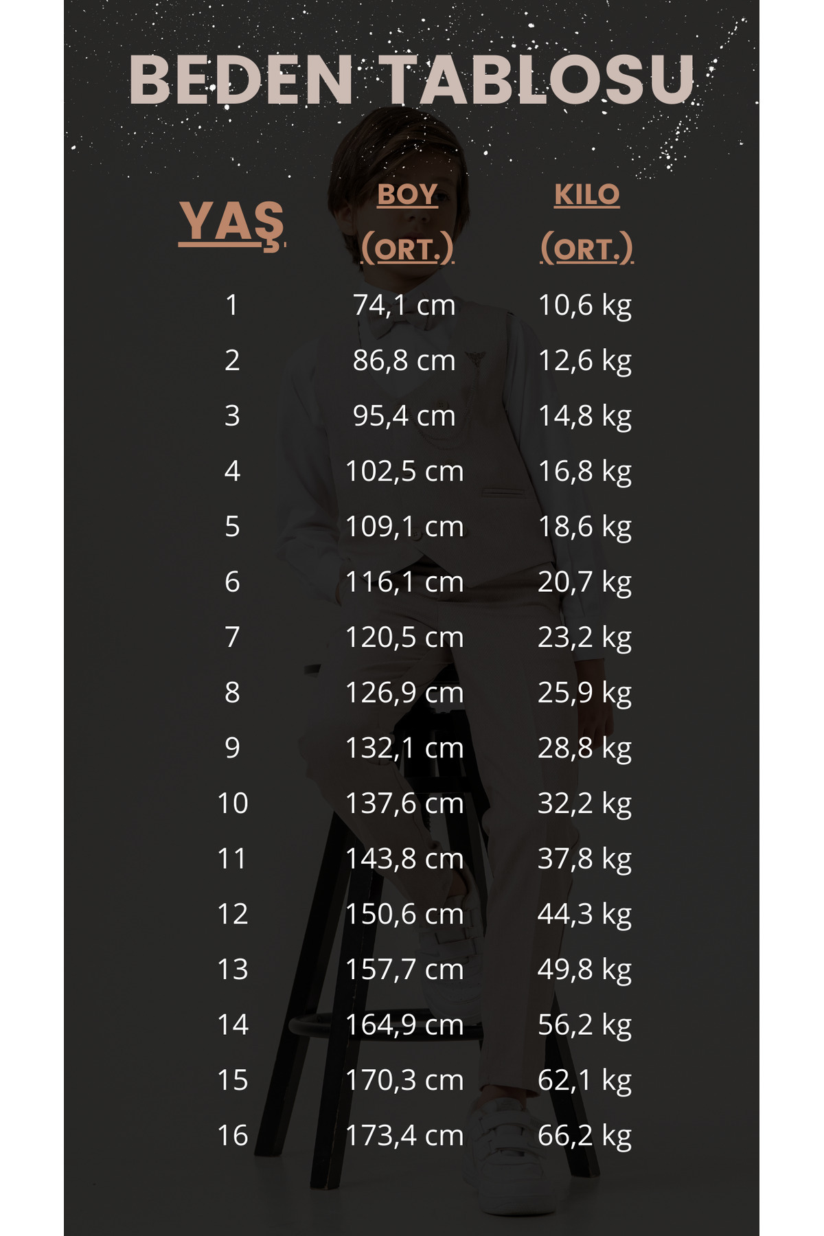 Atlas Kids Erkek Çocuk Smokin Takım Elbise – Pantolonlu Yelekli Papyonlu Gömlekli Zincirli 5’li Set fotoğrafı 5 (önizleme)