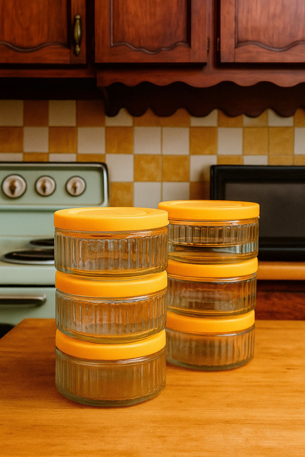ZURİ DESİGN-Set of 6 Airtight Glass Storage Containers - 140 Cc |   Yellow Lid, Leakproof Storage Container Multi-Purpose 4
