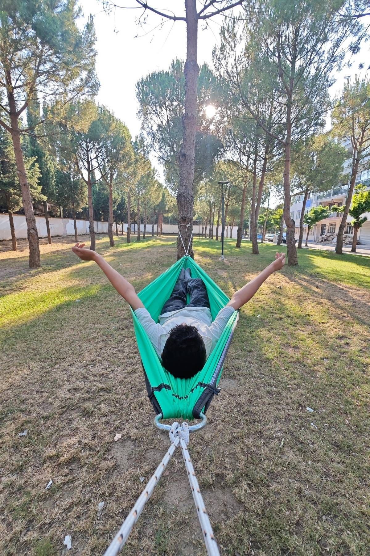 Med Online Kamp Piknik Hamağı Outdoor Su İtici Kumaş Katlanabilir Taşınabilir Kılıflı Bahçe Balkon Salıncak