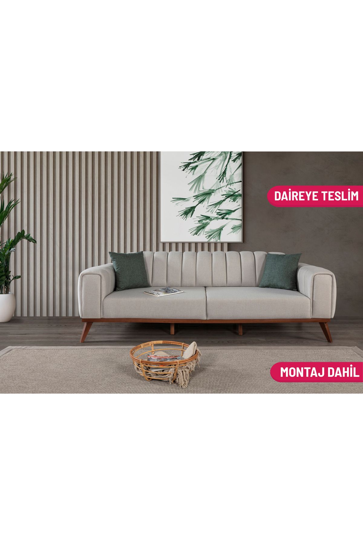 Elance Home LAVER YATAKLI KANEPE KETEN KREM