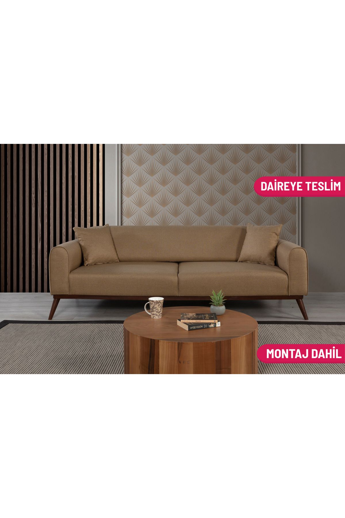 Elance Home CANNES YATAKLI KANEPE KETEN HARDAL KAZAYAĞI