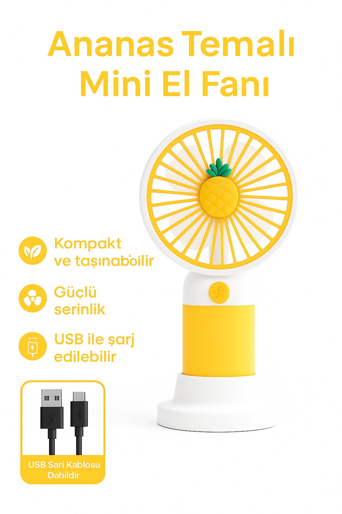 VİORA LENSE Mini Taşınabilir Sessiz El Fanı – Meyve Temalı 4 Renk Seçeneği