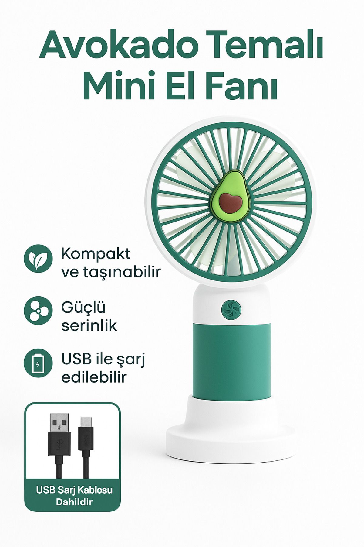 VİORA LENSE Mini Taşınabilir Sessiz El Fanı – Meyve Temalı 4 Renk Seçeneği