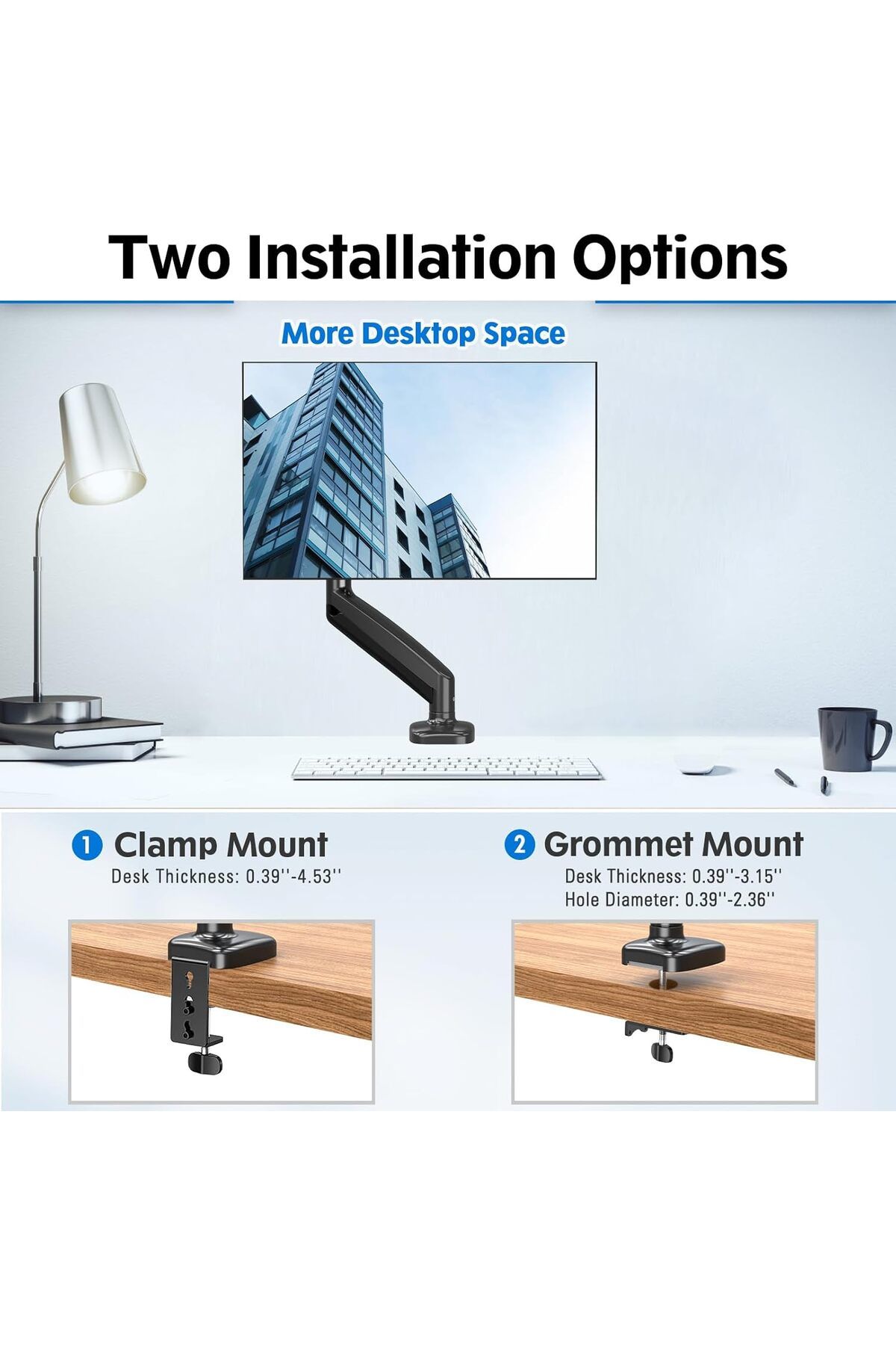 FlashHawk-Single Monitor Arm, Gas Spring Adjustable Ergonomic Computer Monitor Arm 4