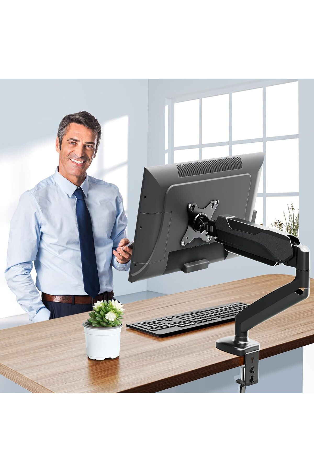 FlashHawk-Single Monitor Arm, Gas Spring Adjustable Ergonomic Computer Monitor Arm 7