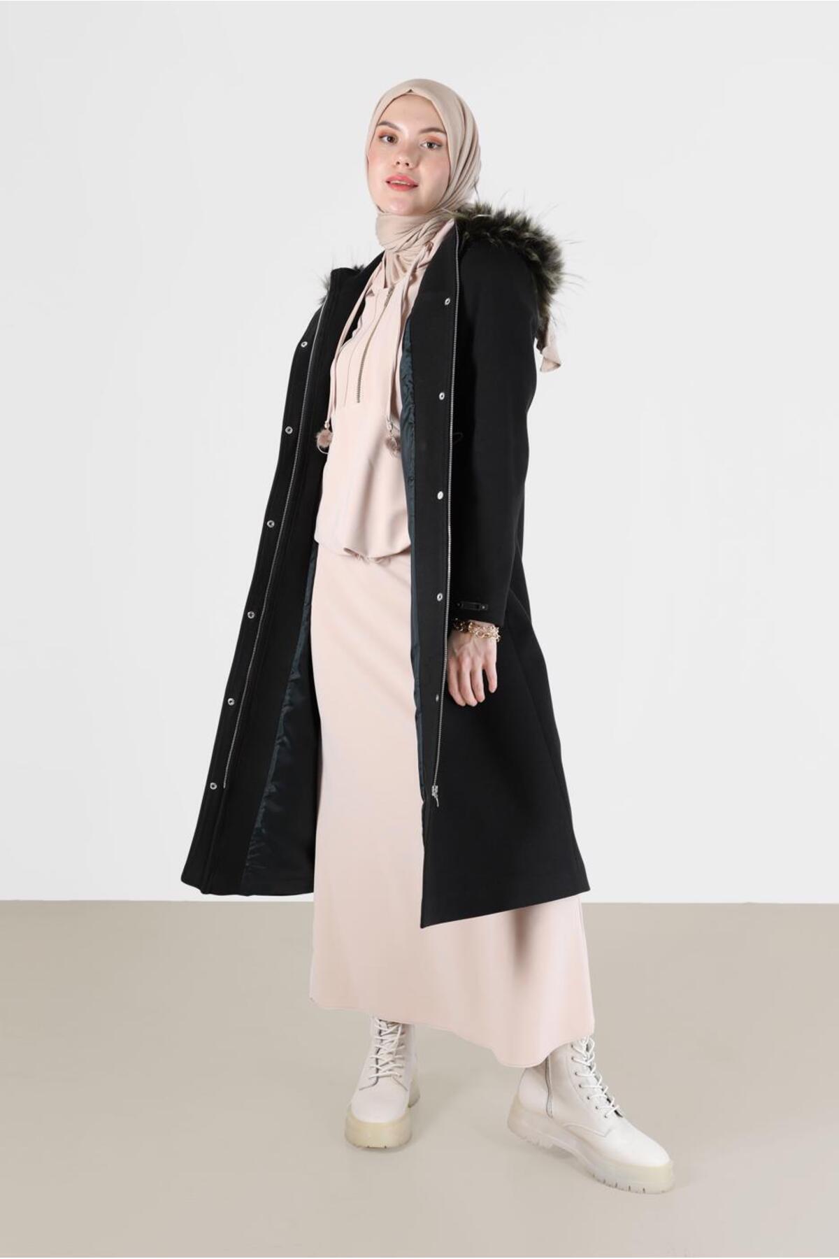 آلوینا کت کلاه دار کمردار ۹۰۲۲۱