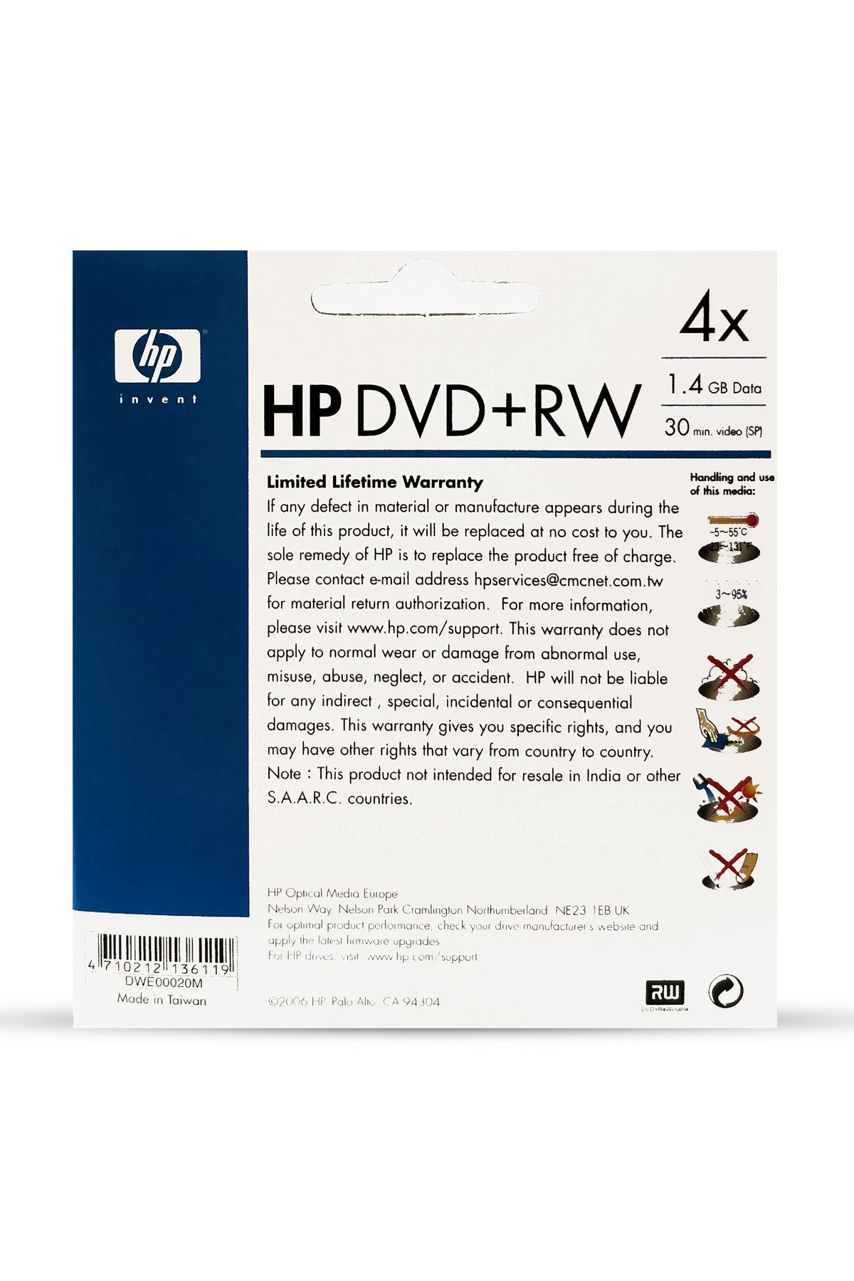 HP-Mini DVD Read & Write 30 Minutes 8 cm 1.4 GB, 2 DVDs 2