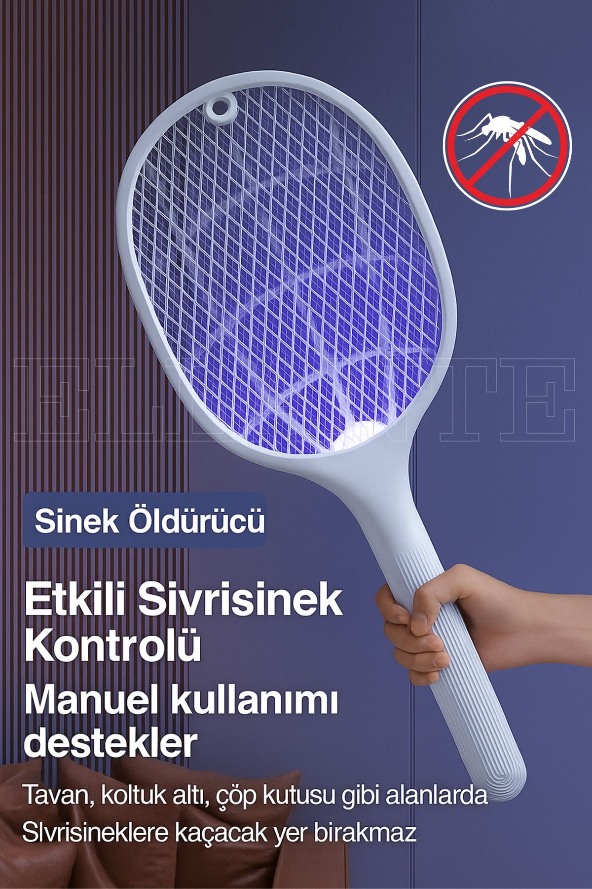 ellante Uv Işıklı Elektrikli Sivrisinek Öldürücü Raket Sinek Öldürücü Sineksavar USB Şarjlı