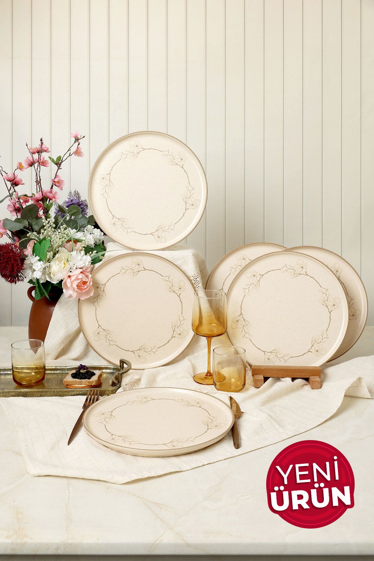 Keramika Taupe Bloom Nordıc Servis Tabağı 28 Cm 6 Adet 22528