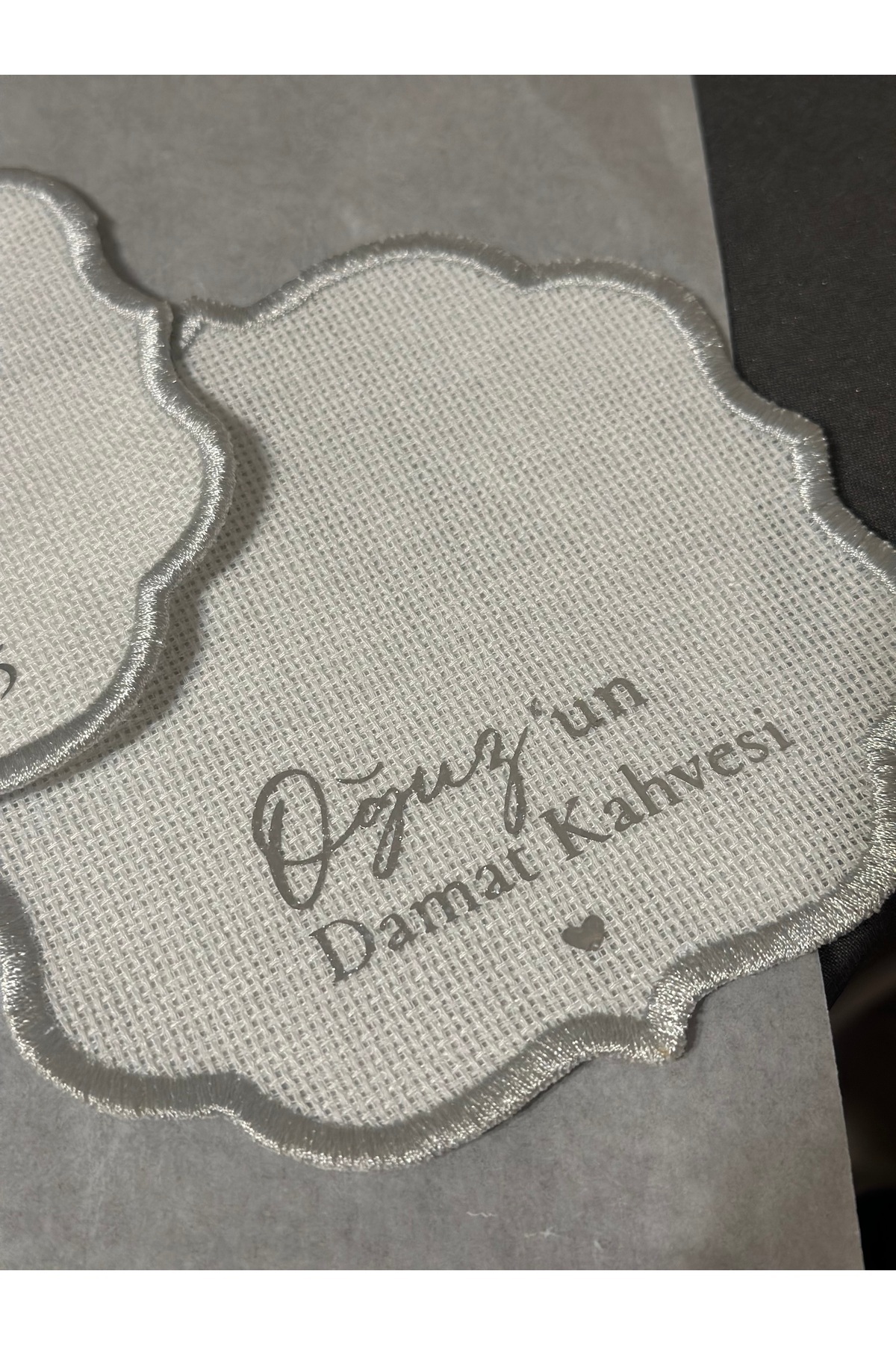 cutart Kişiye Özel Söz Mendili, Gümüş Damat Kahvesi Mendili