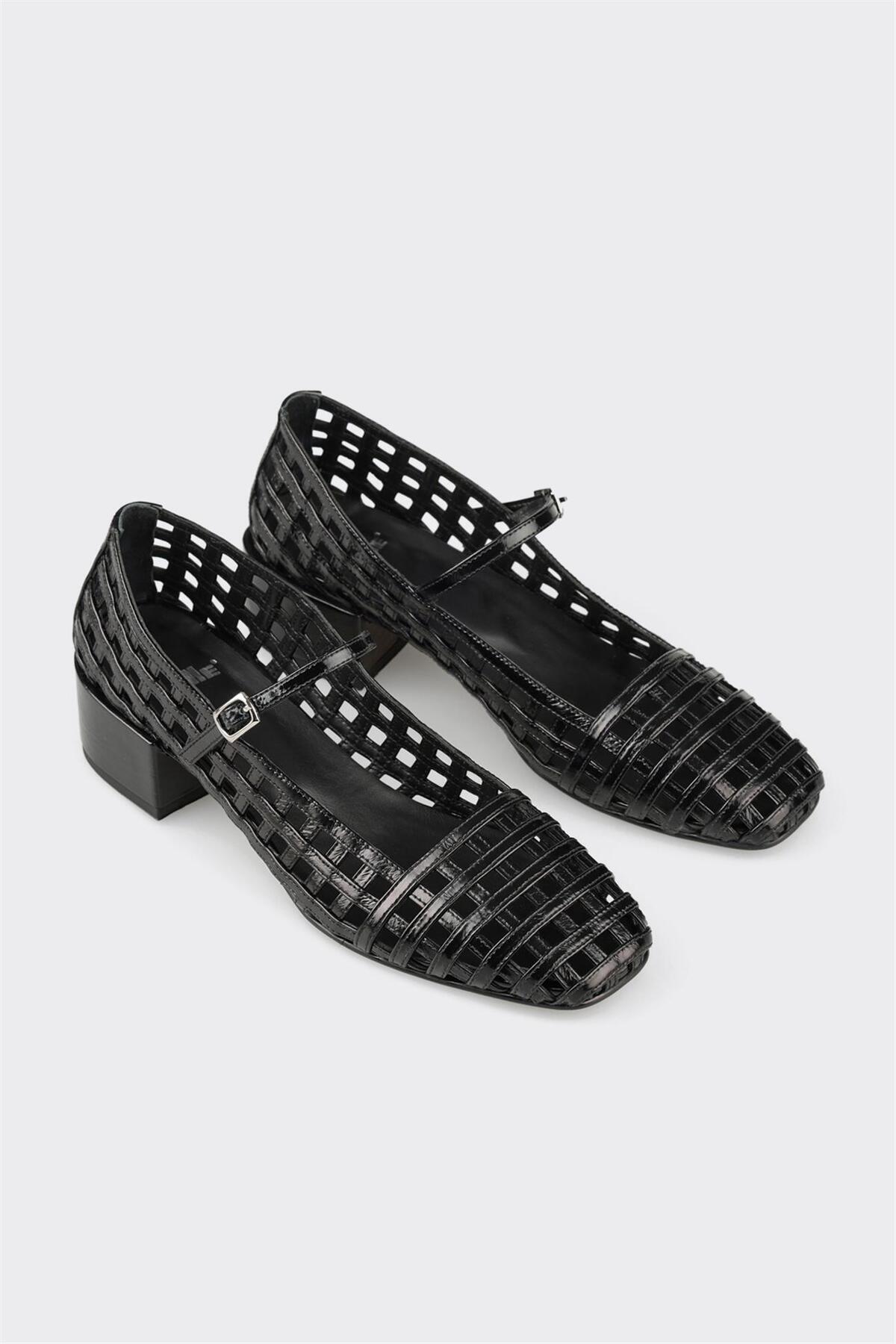 Elle  Siyah Deri Kadın Topuklu Ayakkabı - Görsel 2