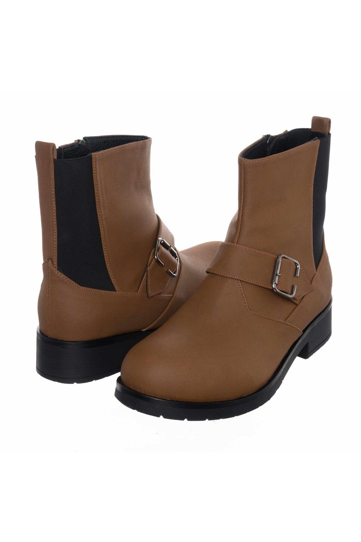 İriadam-K186-4 Tan Nubuck Elastic Large Size Women's Boots 2