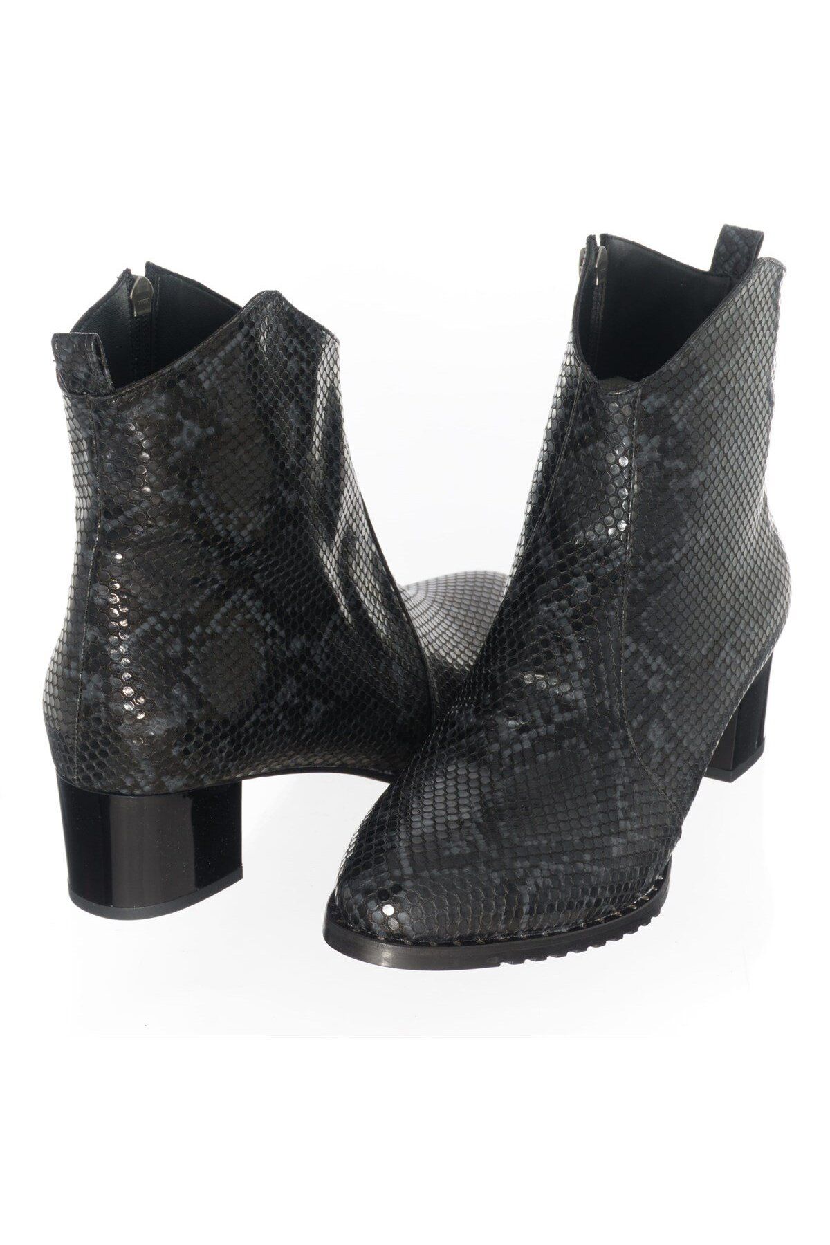 İriadam-41-42-43-44 Number K976 Black Snake Printed Special Series Top Quality Large Size Women's Boots 5