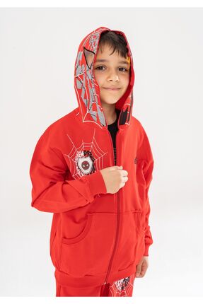 Gigas 2ip Mevsimlik Işıklı Lisanslı Örümcek Hırka, Erkek Çocuk Kapşonlu Hırka