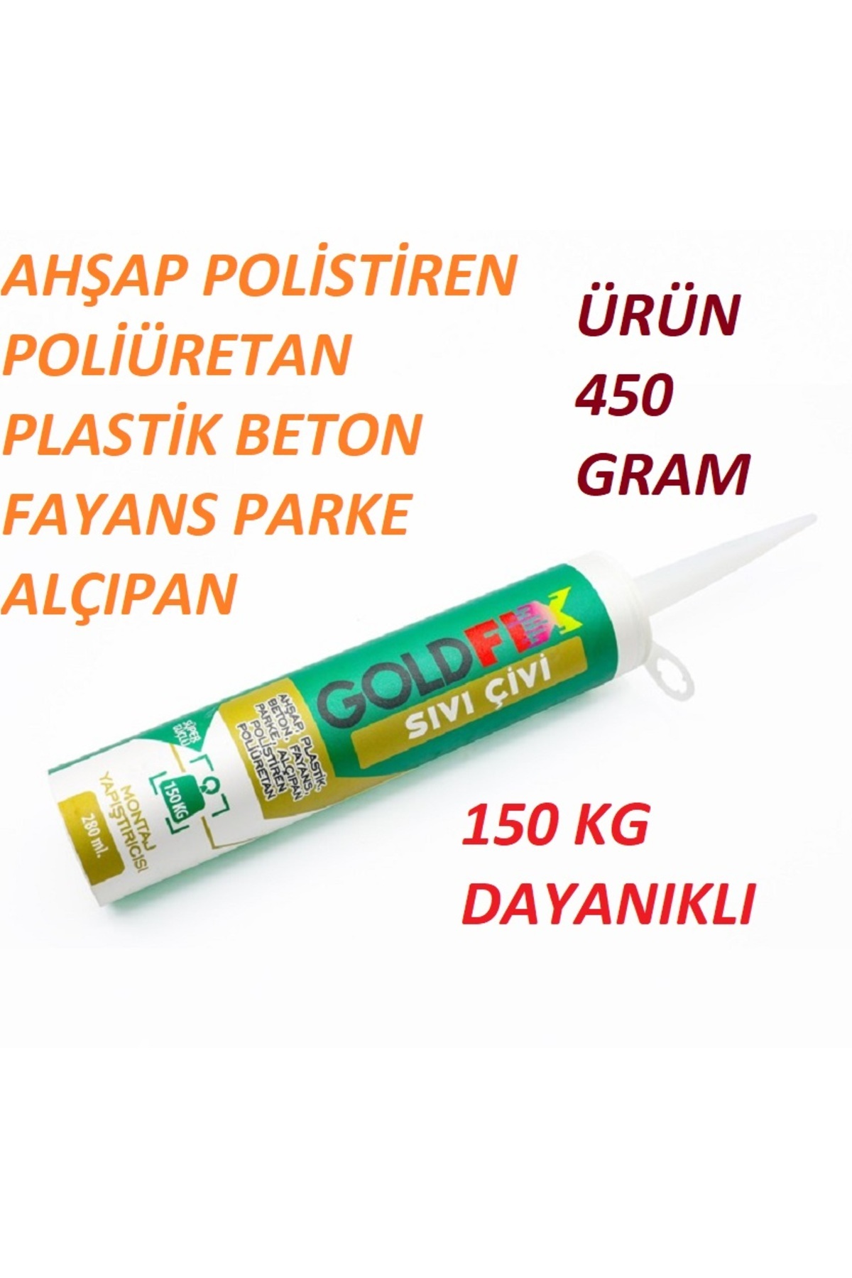 Genel Markalar Goldfix Sıvı Çivi Ahşap-plastik-beton-fayans-parke-alçıpan-polistiren-poliüretan 450 gr Çivi TR