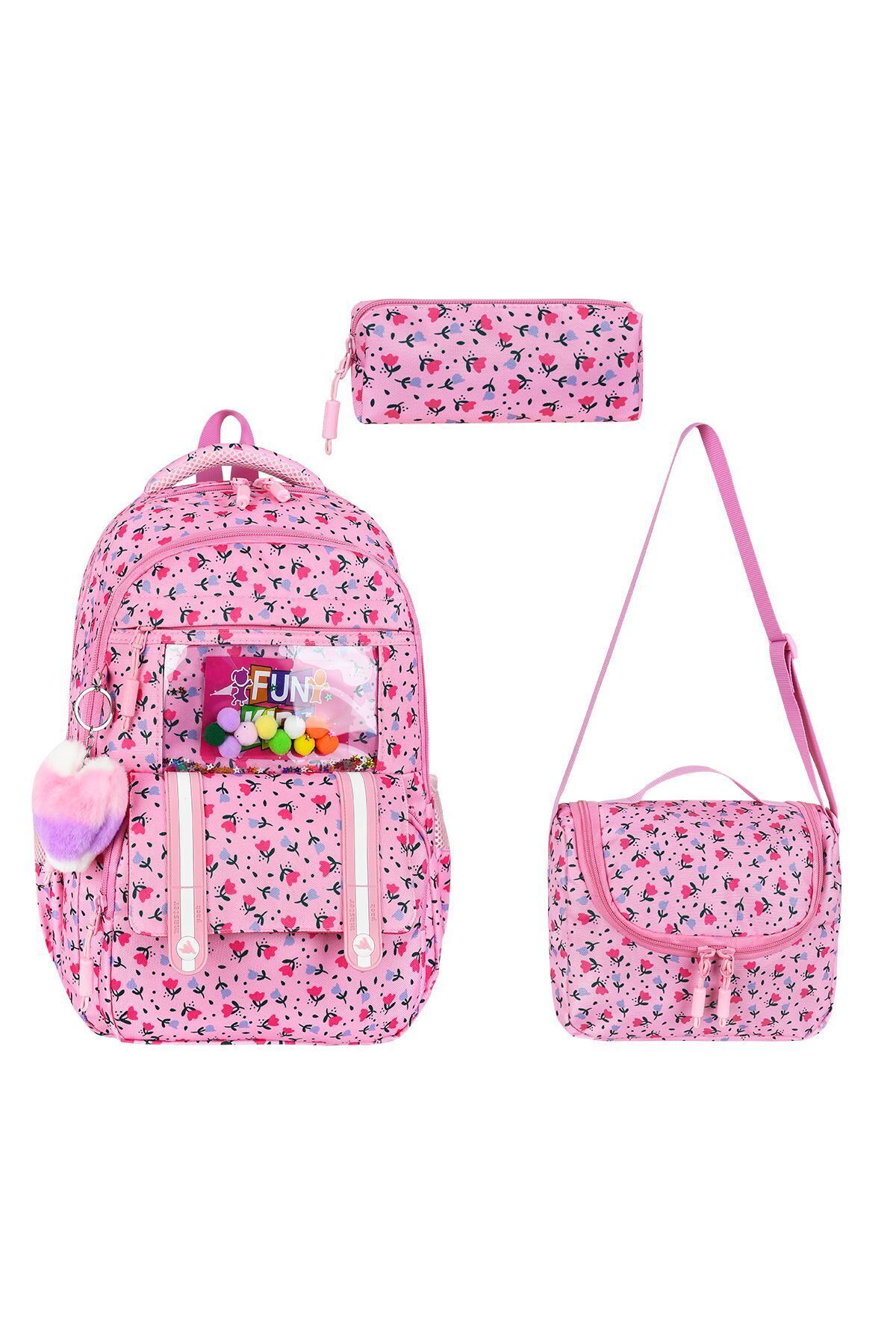great bags Suya Dayanıklı Kız Çocuk Ortopedik Ortaokul, İlkokul Sırt Çantası Folyolu Beslenme Ve Kalemlikli Set