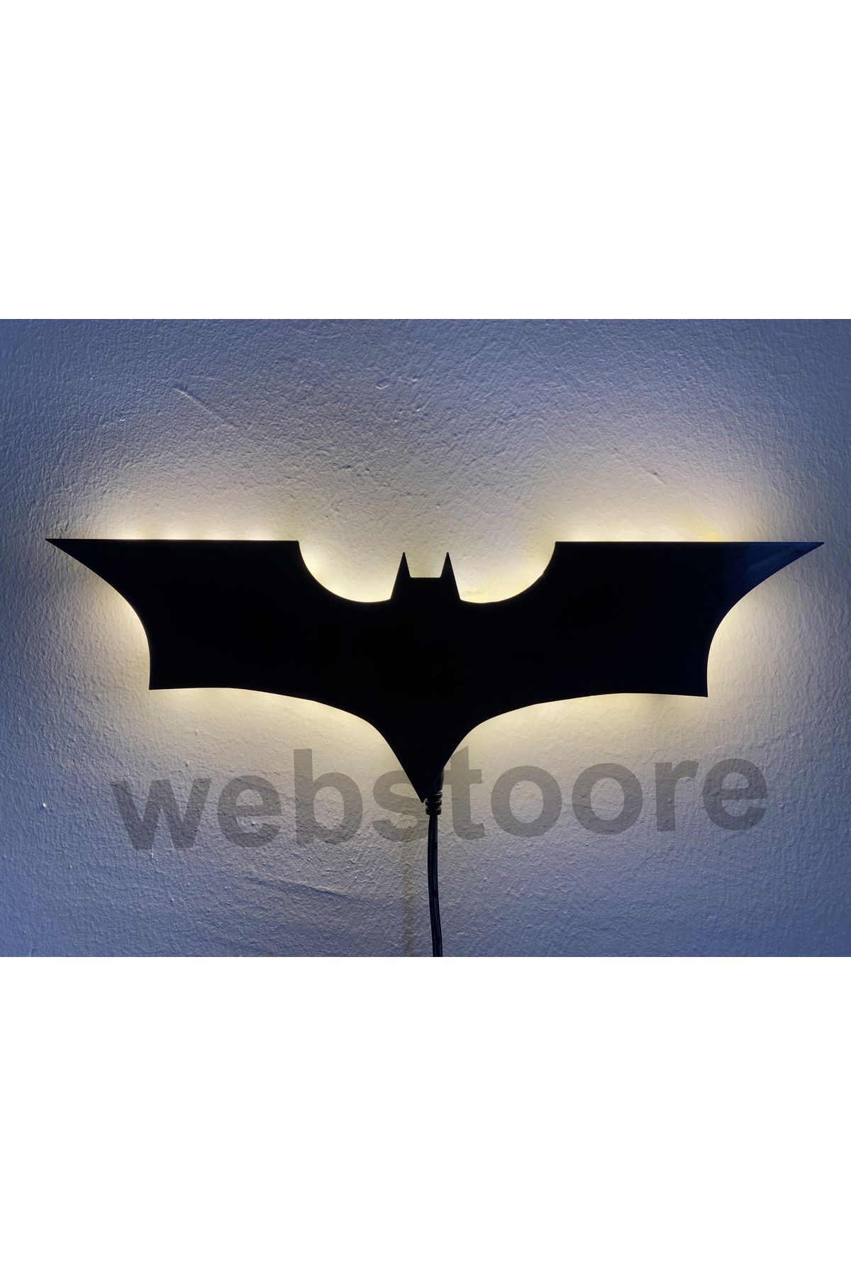 webstoore Yarasa Figürlü LED Aydınlatma Duvar Lambası Gece Lambası Aplik (Adaptörlü)