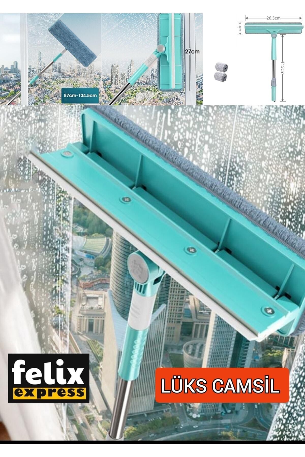 teknotrust Şık ve kullanışlı cam ve parke temizleme mop seti, yedek bezli, pratik kullanım sağlar