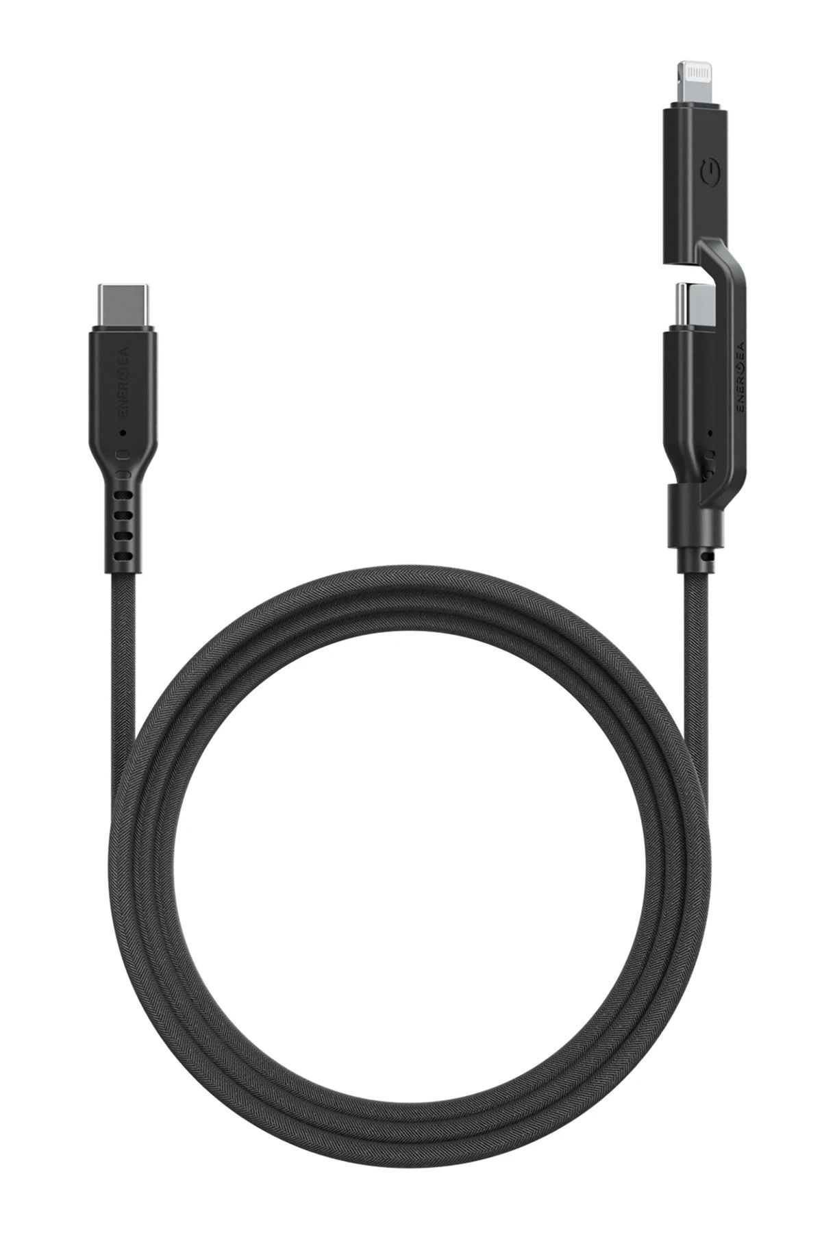 Energea Flow Duo 2in1 1.5M 240W Type-C to Type-C ve Lightning PD Hızlı Şarj Kablosu