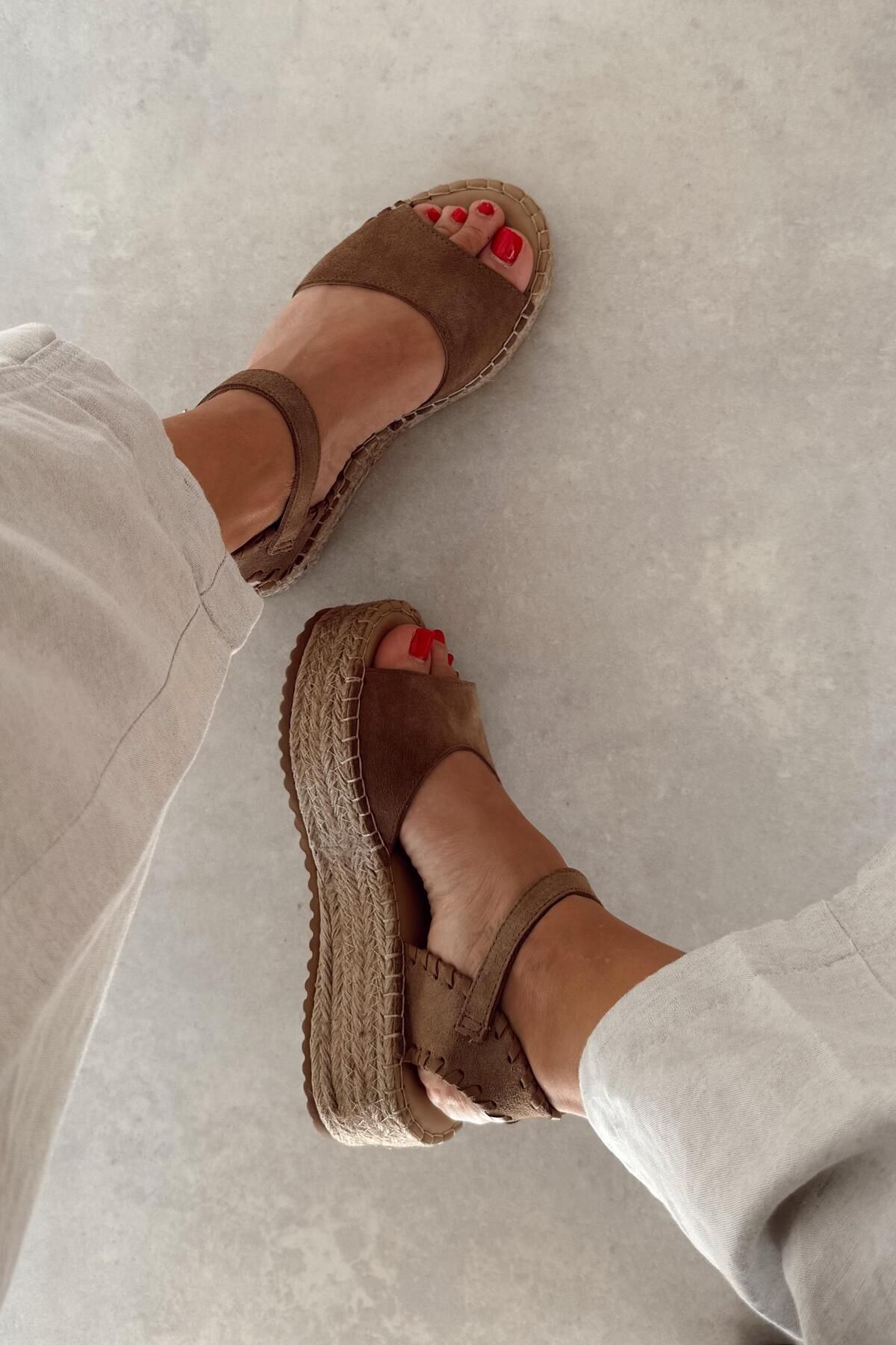 nope21shoess Charlot Toprak Hakiki Deri Sandalet