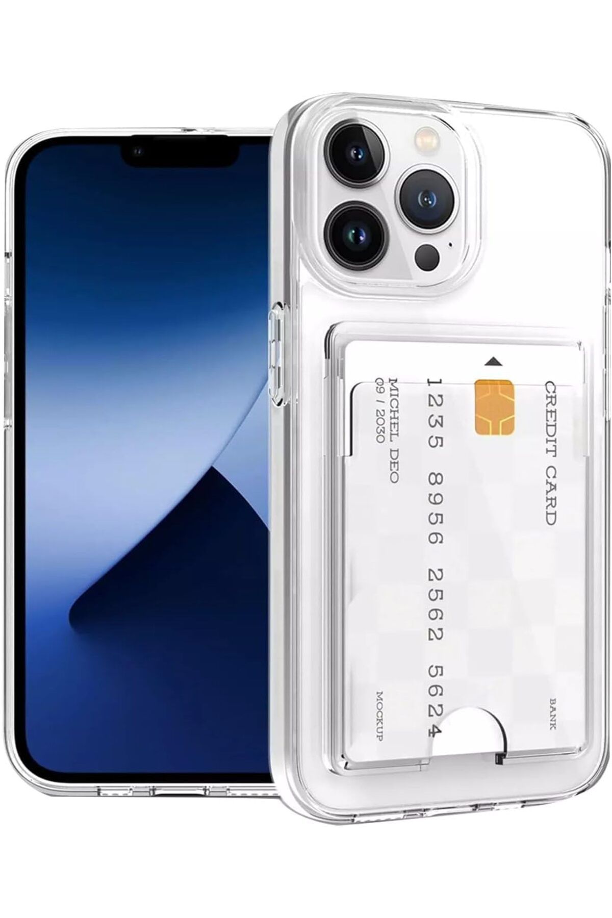 STOREMAX EMN İPhone 16 PRO MAX İle Uyumlu Kartlıklı, Darbeye Dayanıklı (Shockproof) Şeffaf Kılıfı